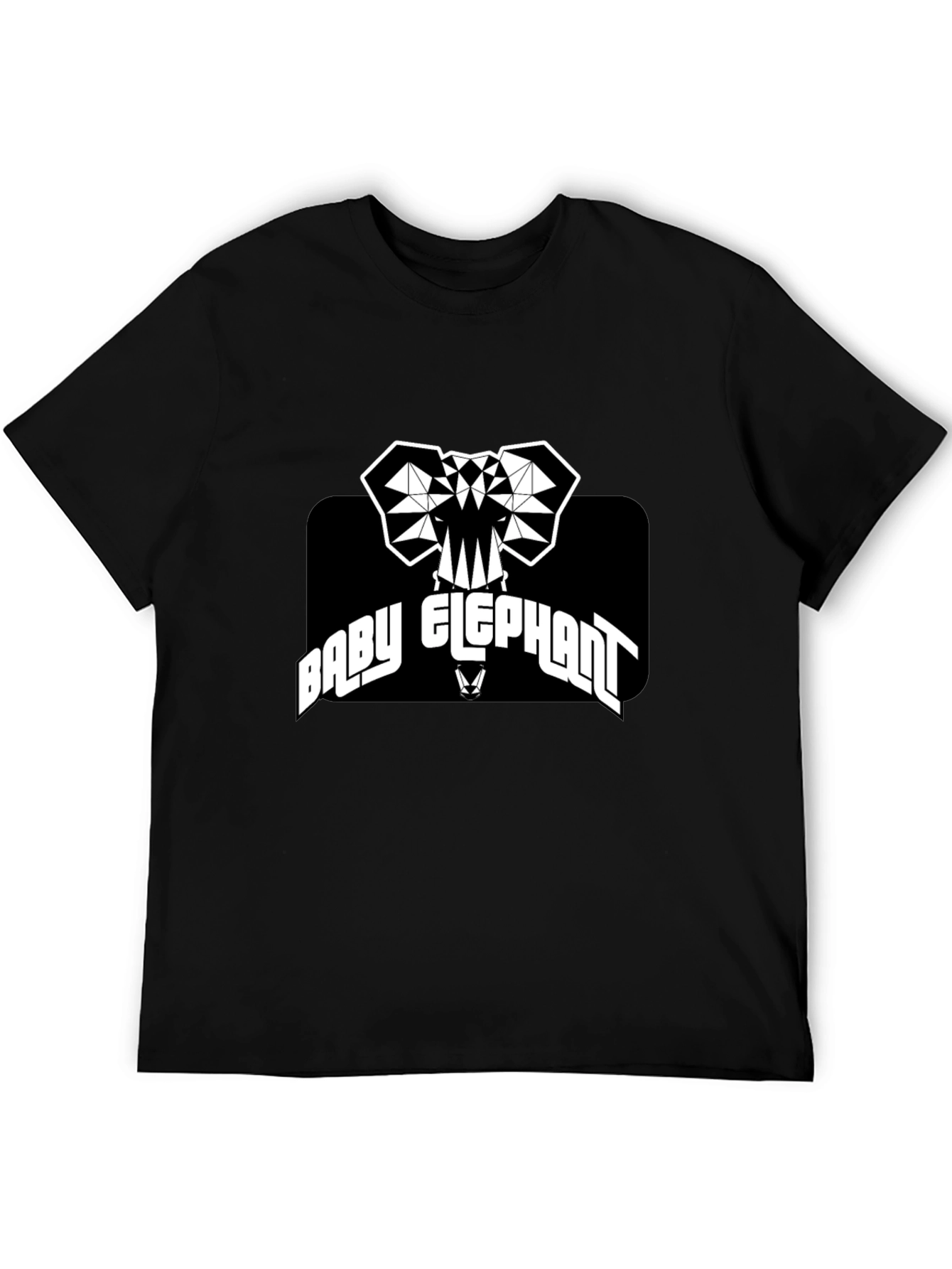 Black Baby Elephant Graphic Tee - Black Cotton T-Shirt view 5