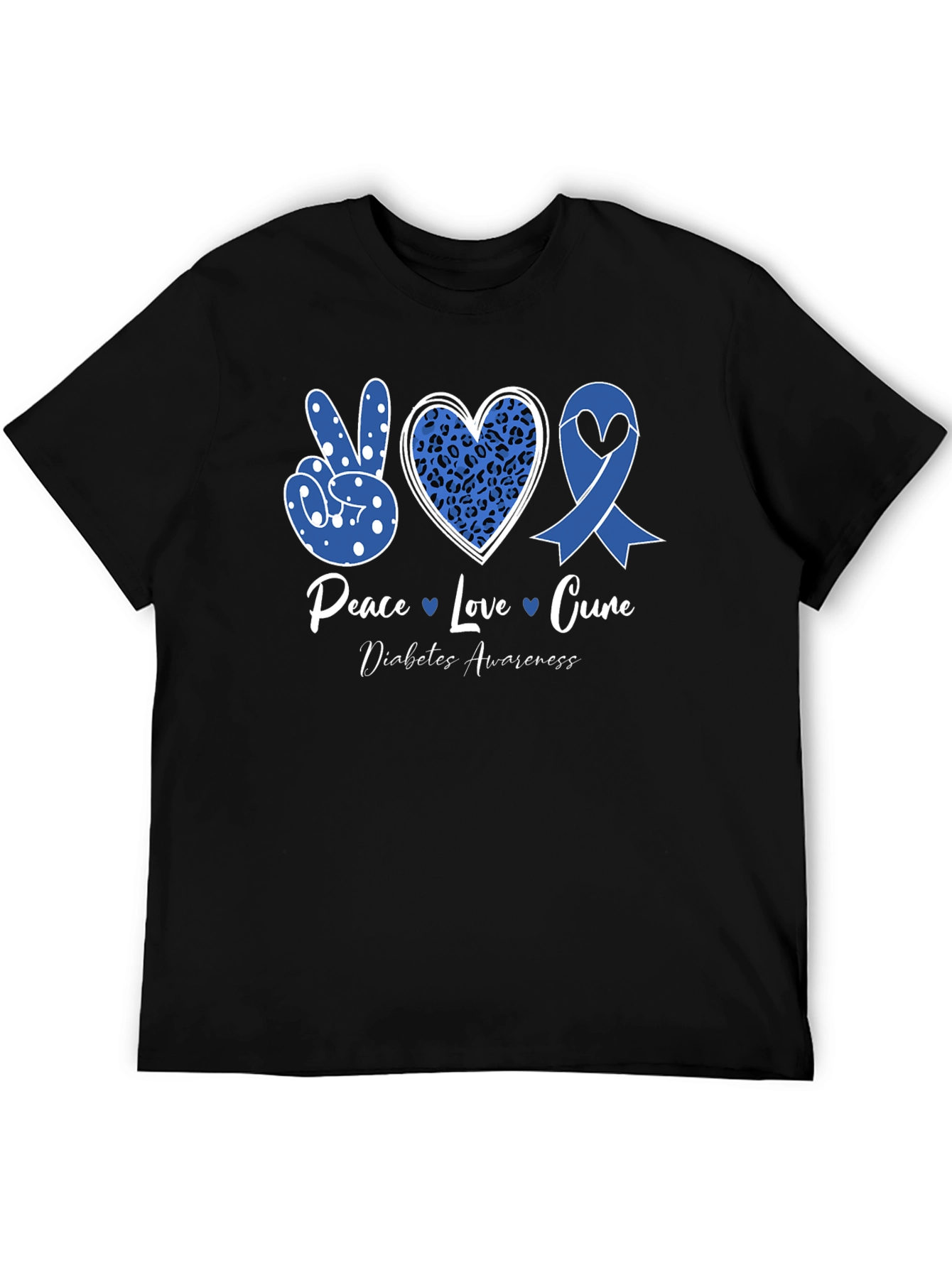 Peace Love Cure Diabetes Awareness T-Shirt - 5