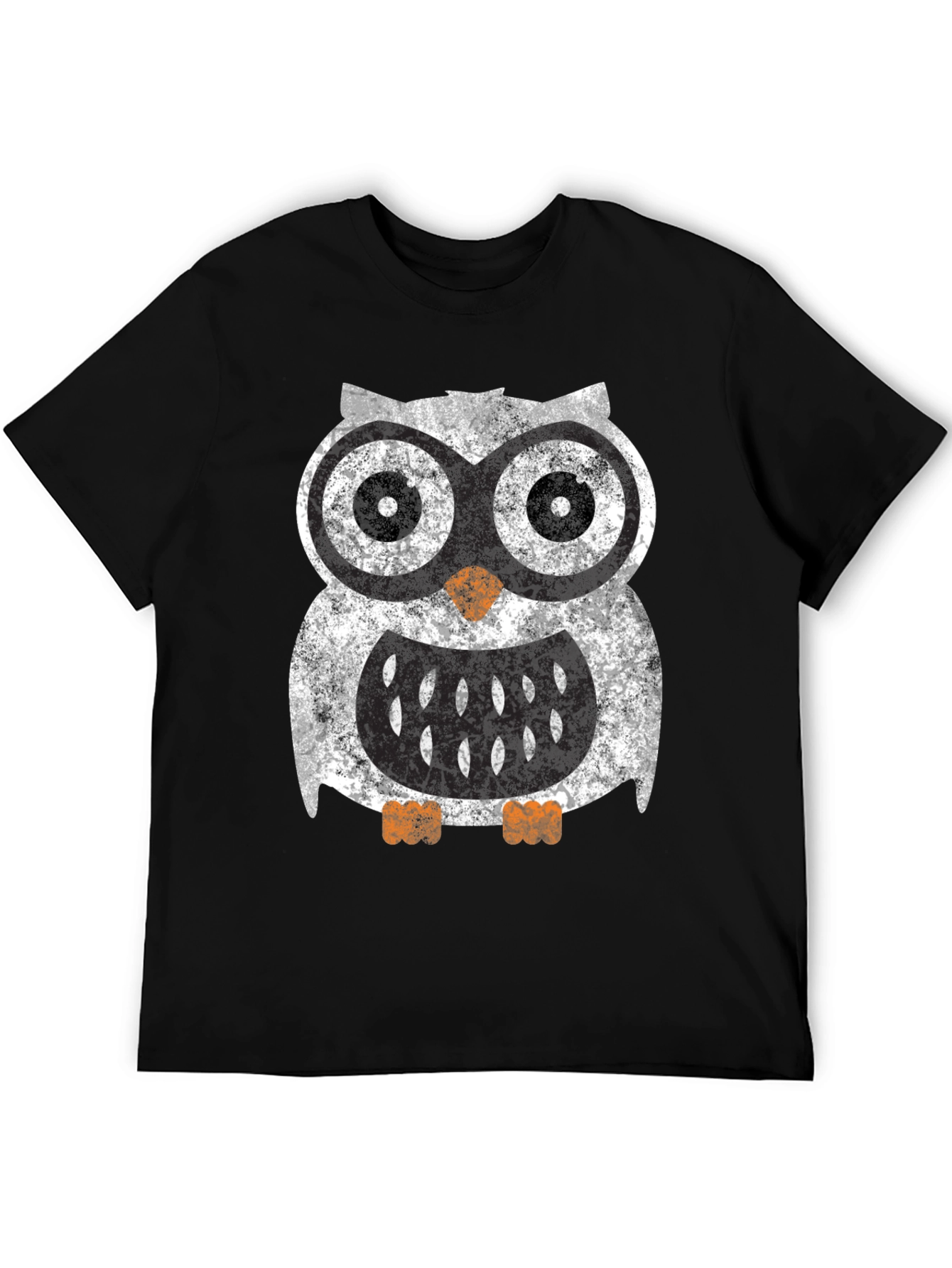 Black Cool Owl Graphic Tee - Black Cotton Blend Shirt view 5