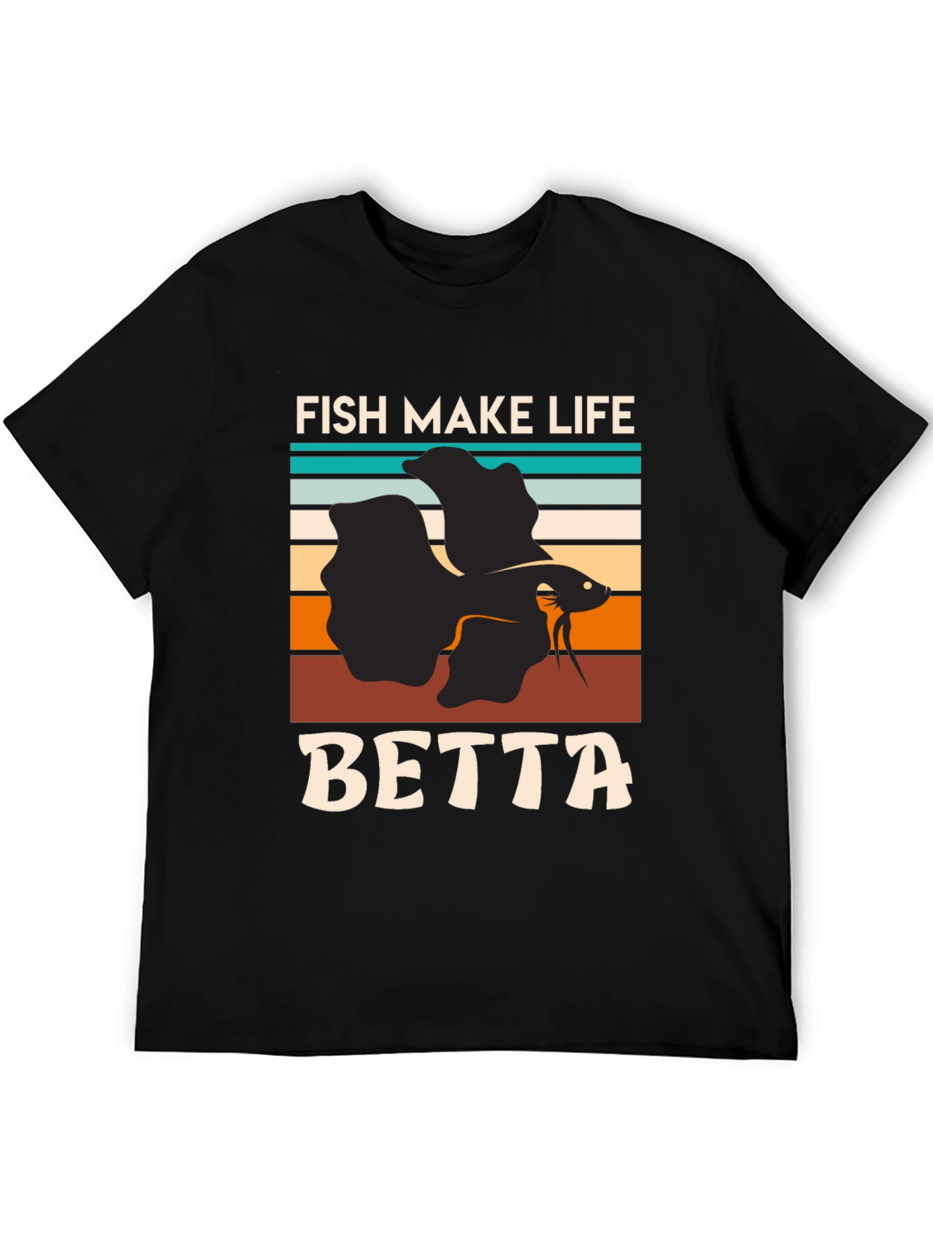 Black Fish Make Life Betta T-Shirt view 5