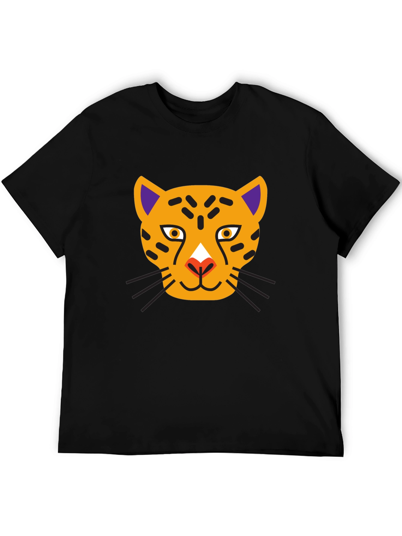 Black Stylish Black T-Shirt with Cartoon Leopard Design view 5