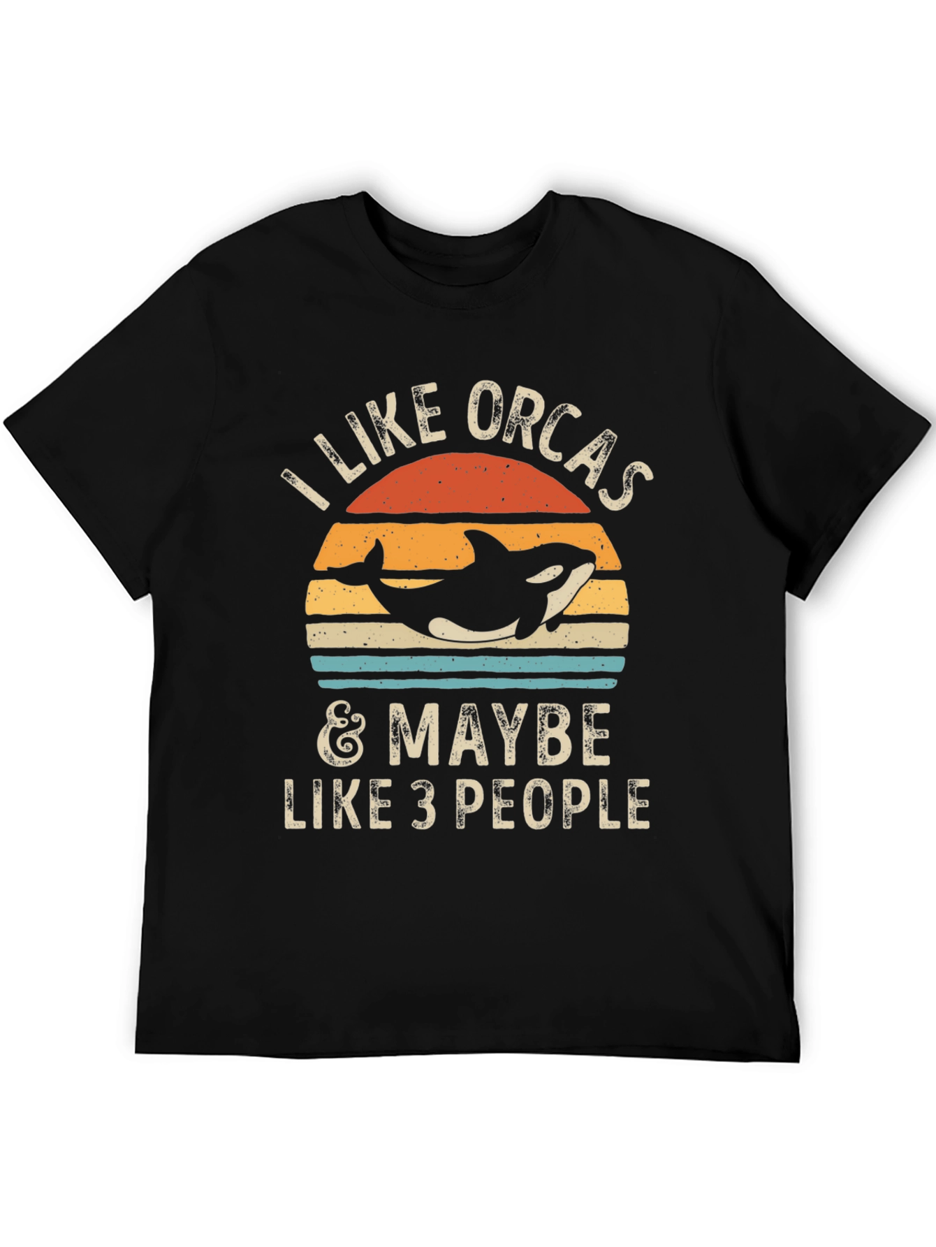 Black I Like Orcas & Maybe Like 3 People Graphic Tee view 5