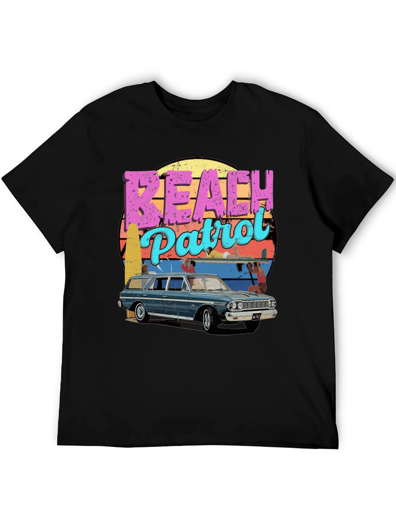 Black Retro Beach Patrol Graphic Tee view 5