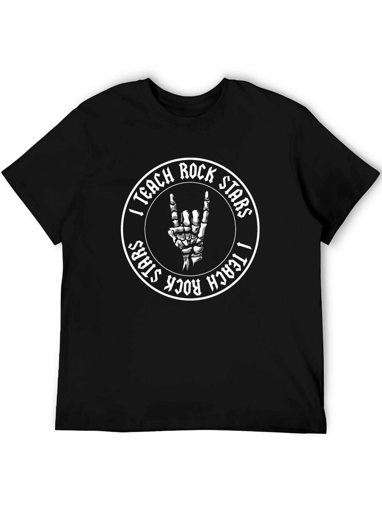 Black I Teach Rock Stars T-Shirt - Black Crew Neck view 5