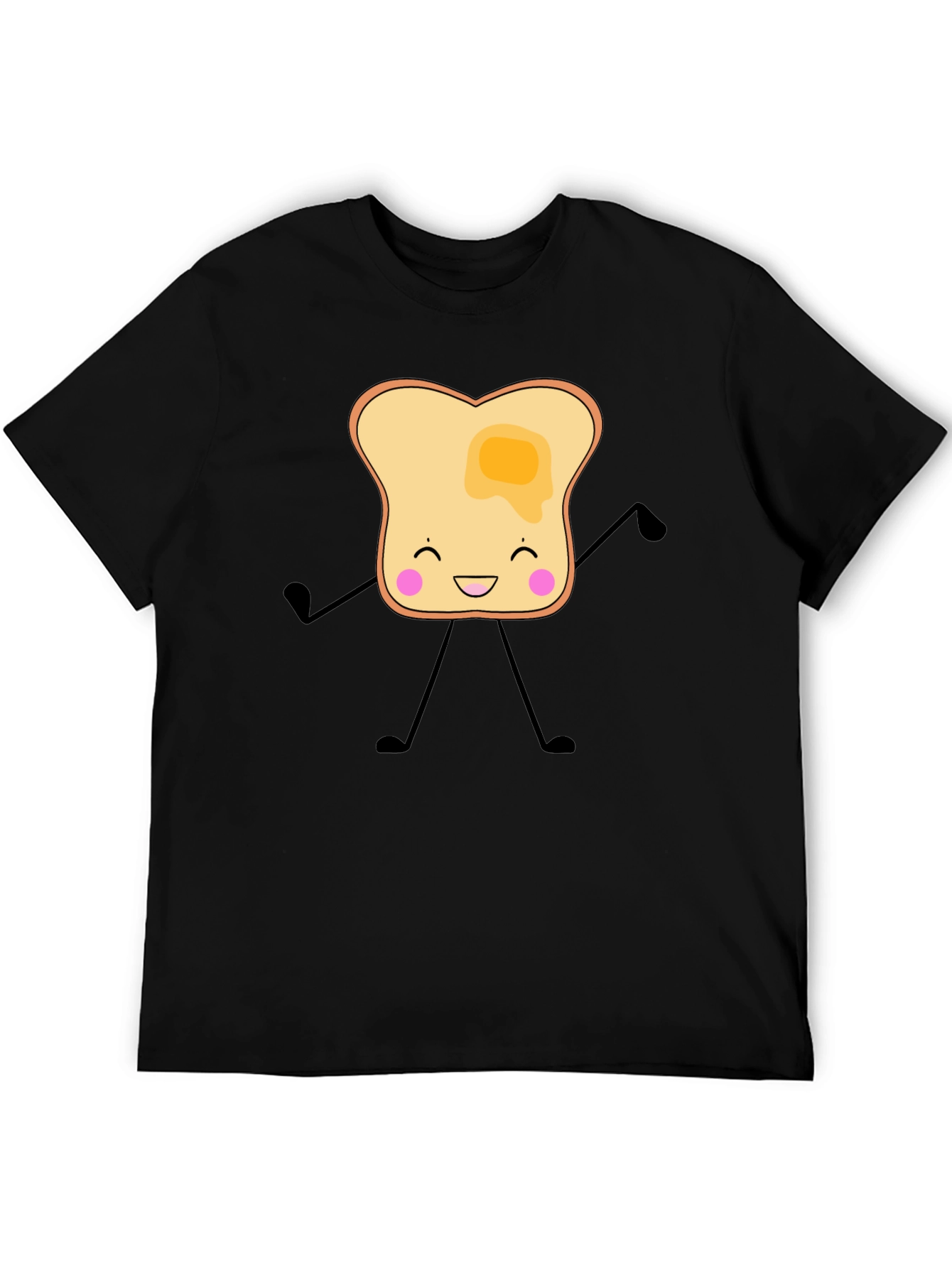 Black Toast Cartoon Graphic T-Shirt view 5