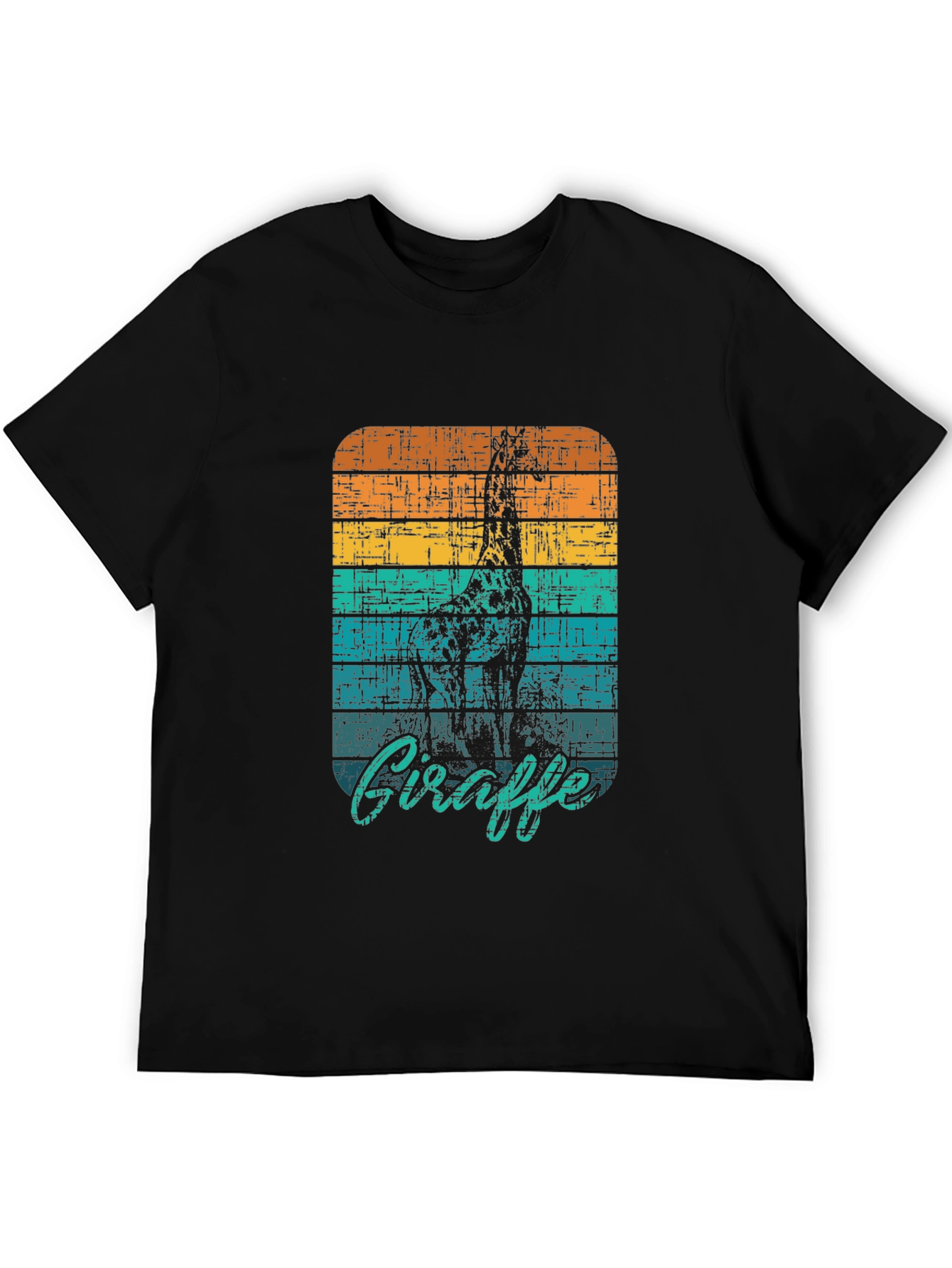 Black Retro Giraffe Graphic Tee - Black Unisex T-Shirt view 5