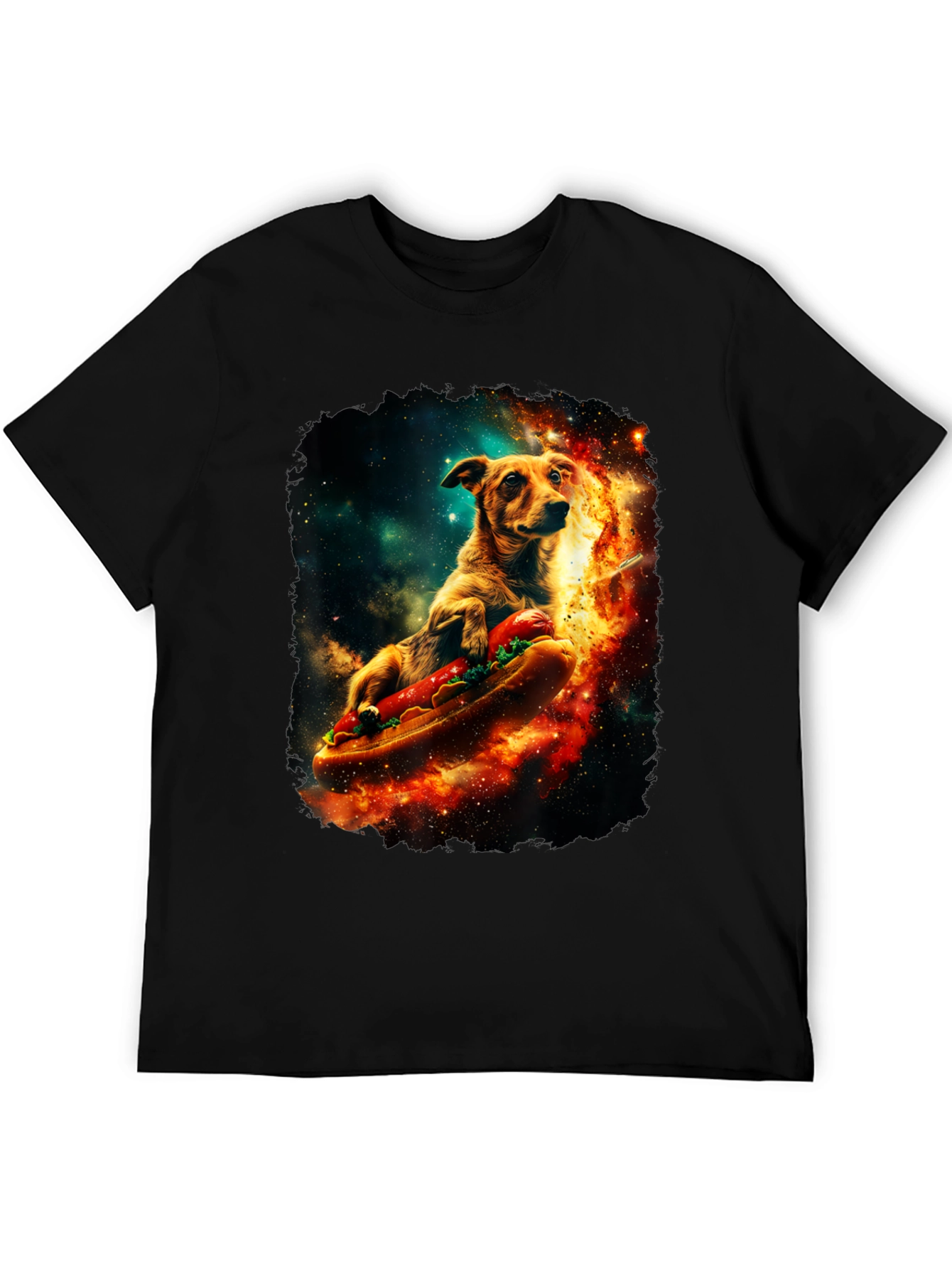 Black Cosmic Hot Dog Dog T-Shirt view 5