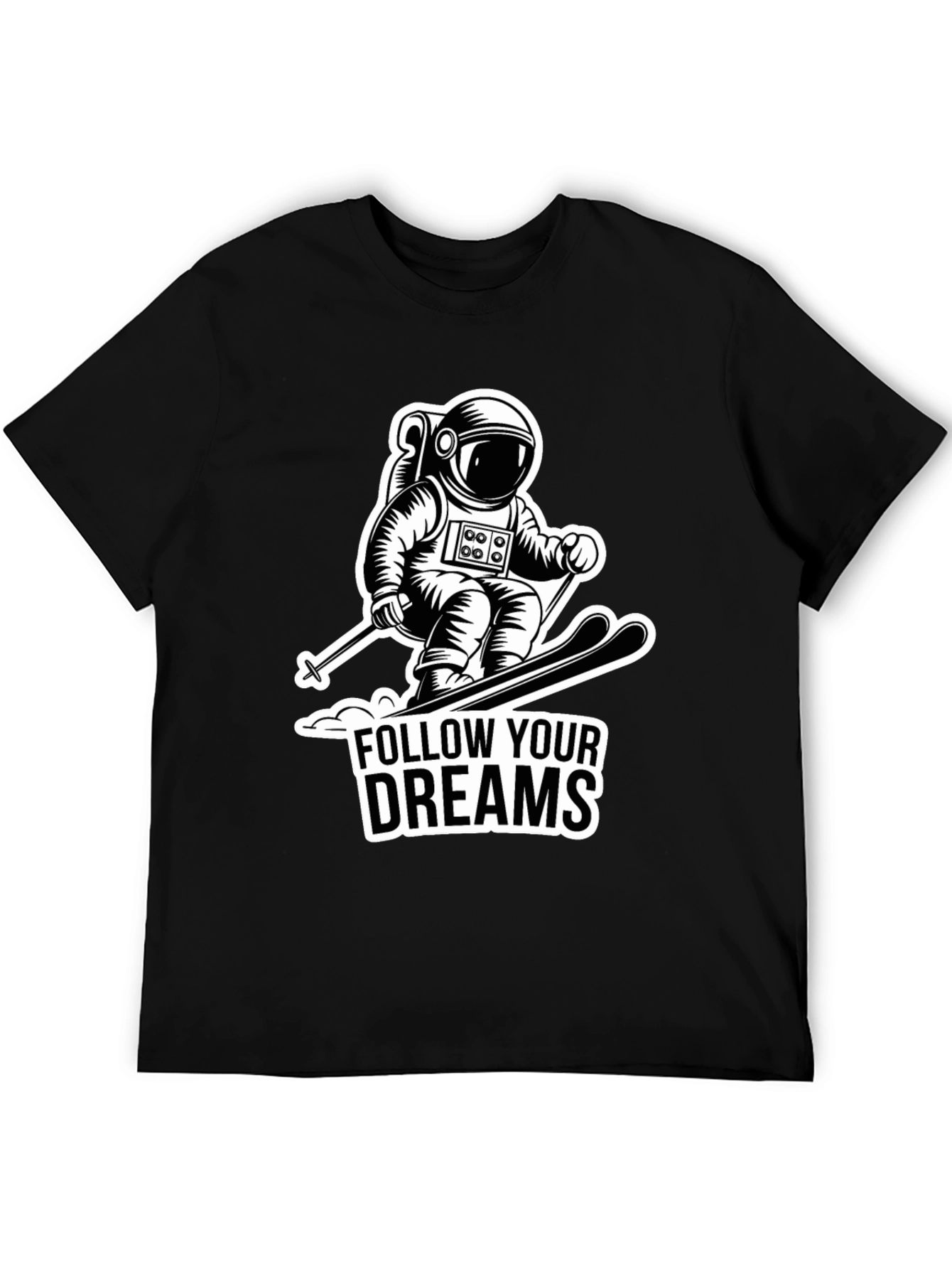Black Astronaut Skiing Graphic Tee - Follow Your Dreams view 5