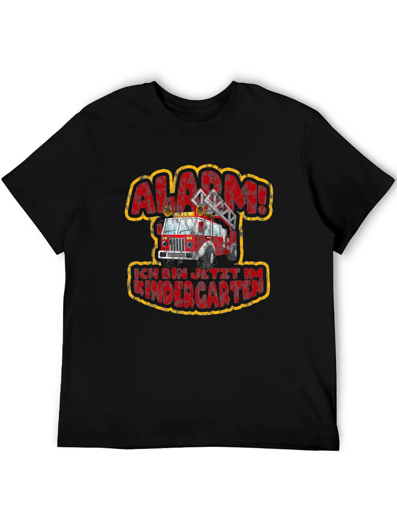 Black Alarm! I'm in Kindergarten! T-Shirt - Firetruck Design view 5