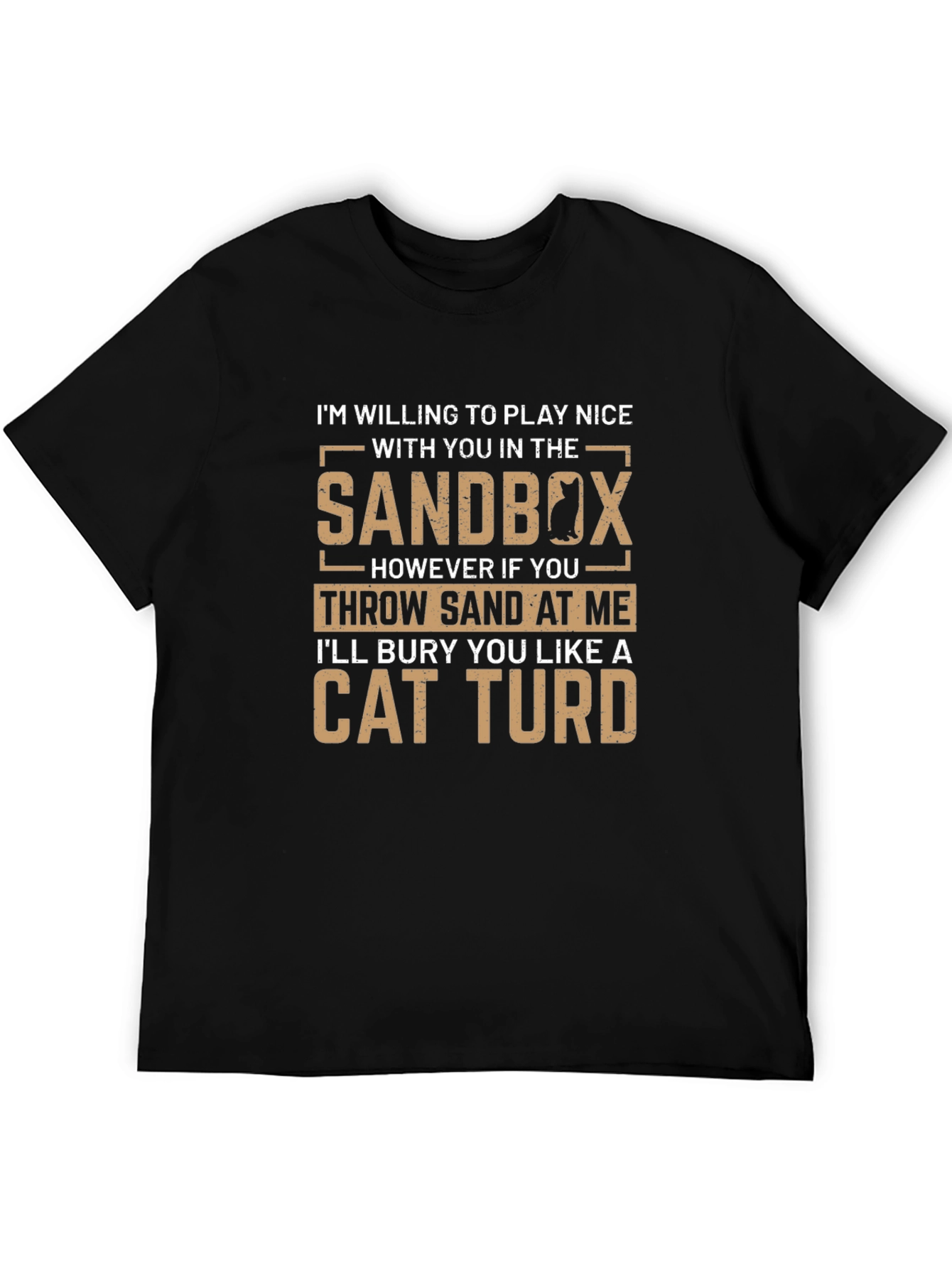 Black Sandbox Cat T-Shirt Funny Graphic Tee view 5