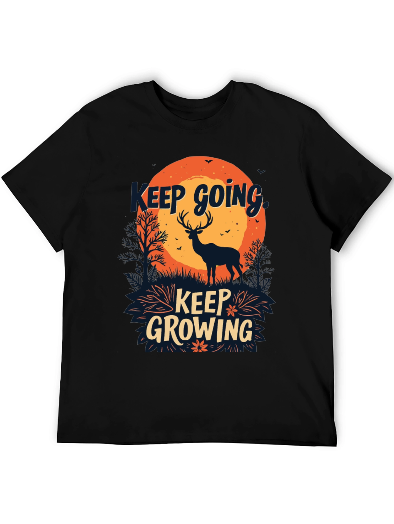 Black Keep Going, Keep Growing Black Graphic T-Shirt view 5
