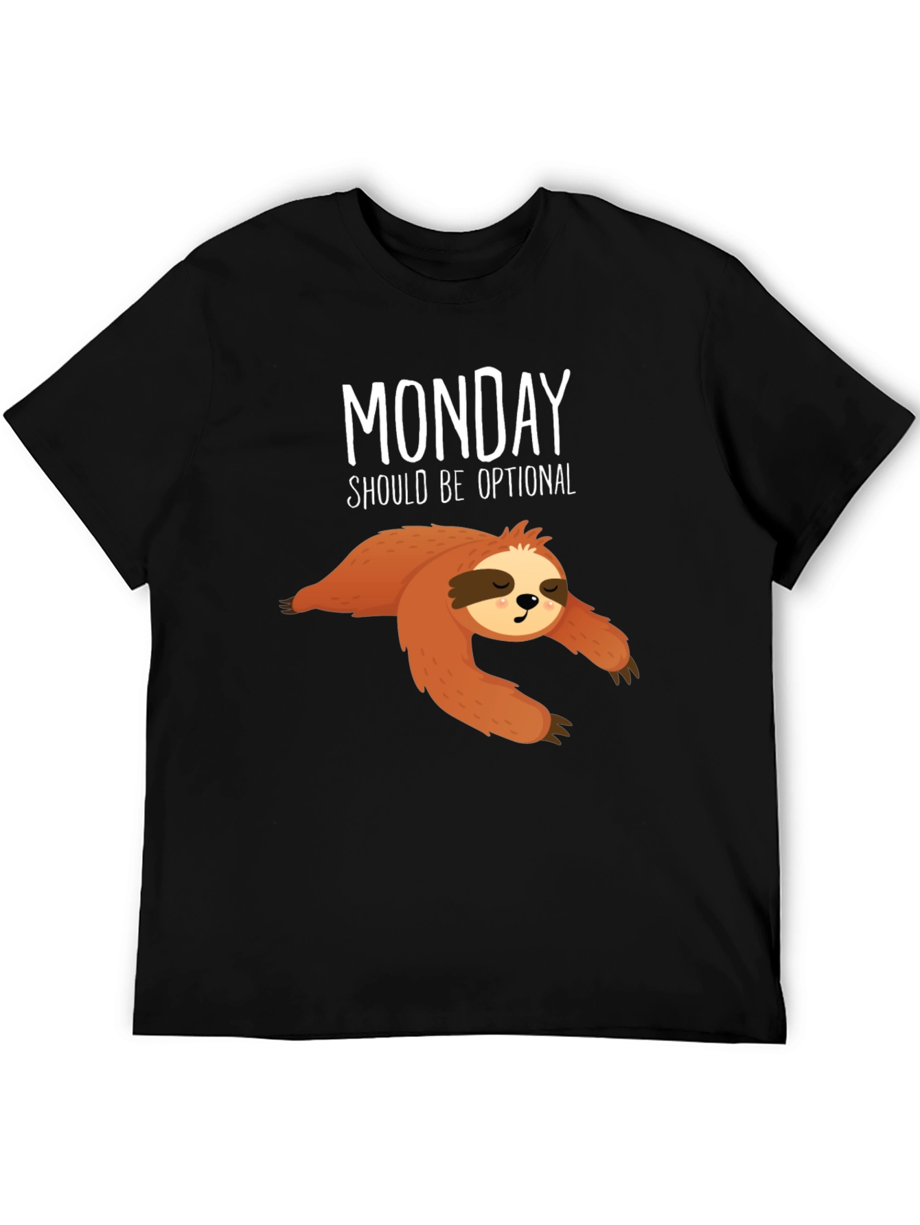 Black Funny Sloth Monday T-Shirt view 5