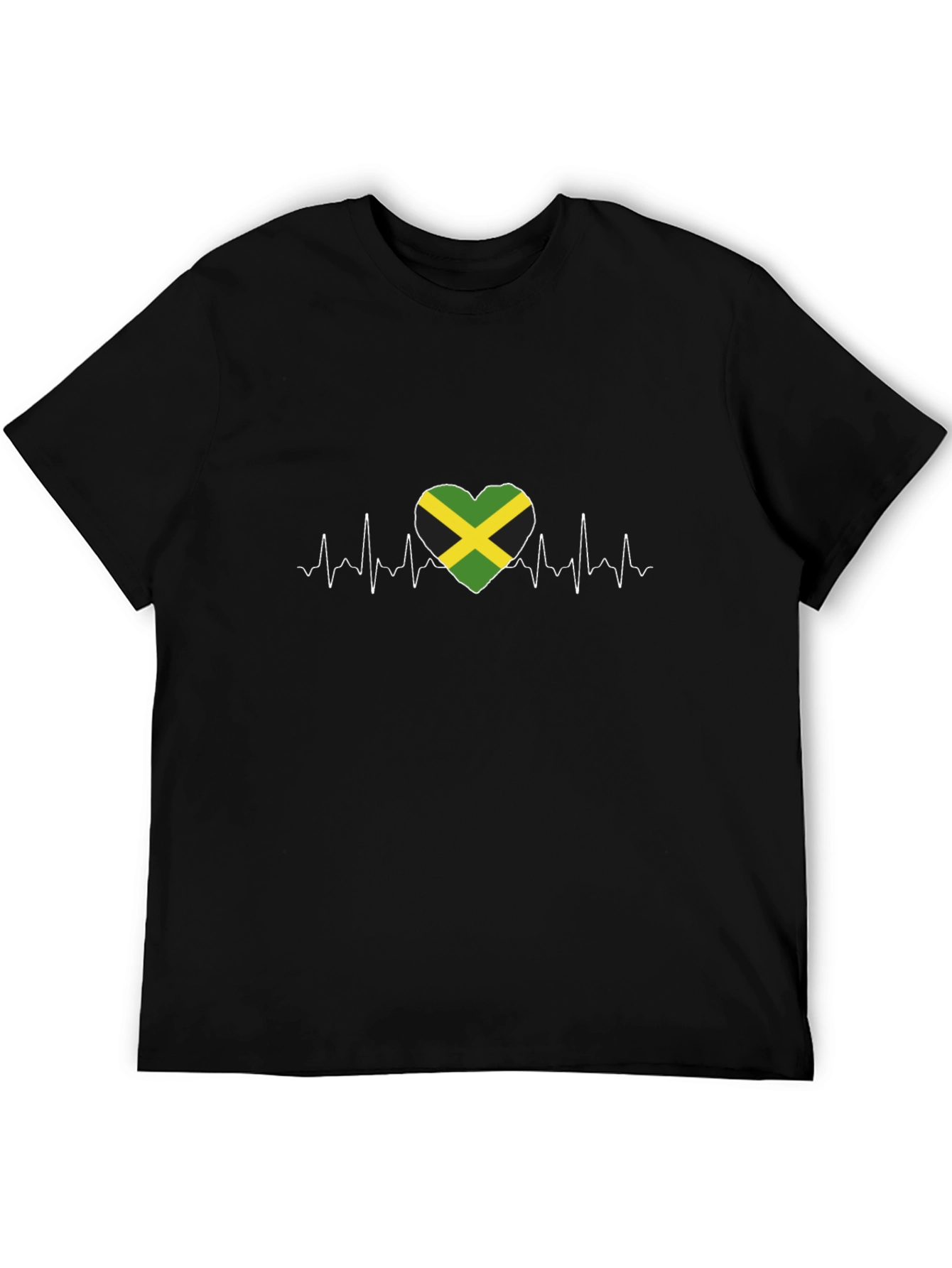 Black Jamaica Flag Heartbeat T-Shirt view 5