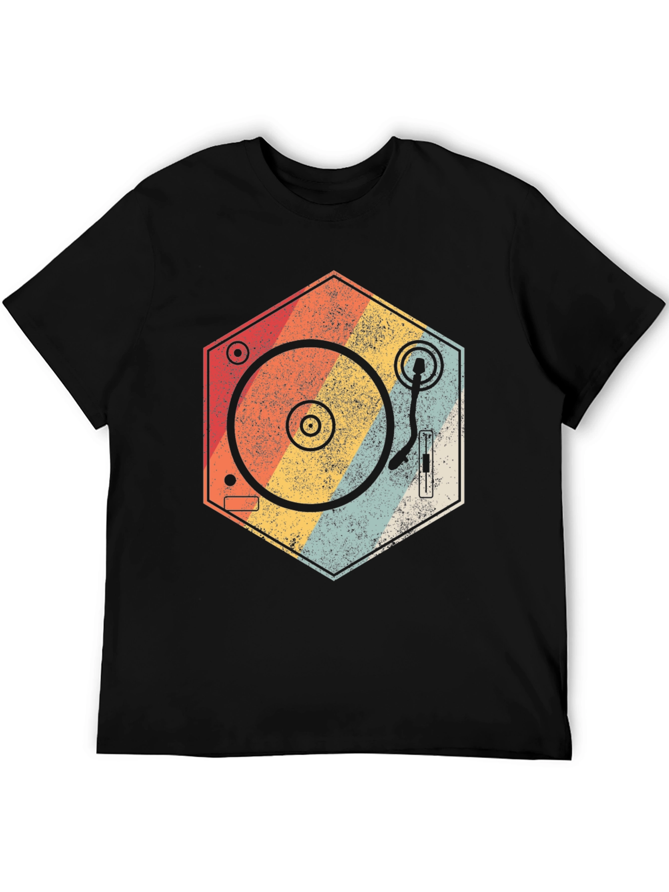 Black Retro Turntable T-Shirt - Vintage Music Lover Tee view 5