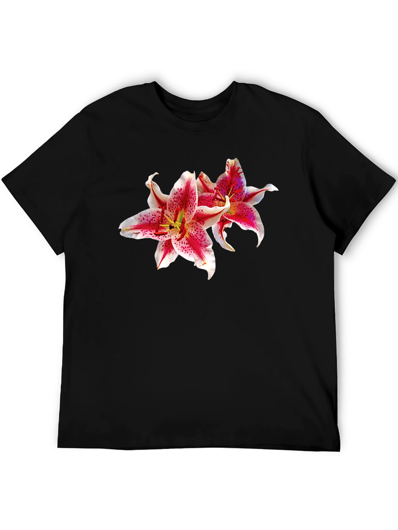 Black Floral Lily Graphic Black T-Shirt view 5