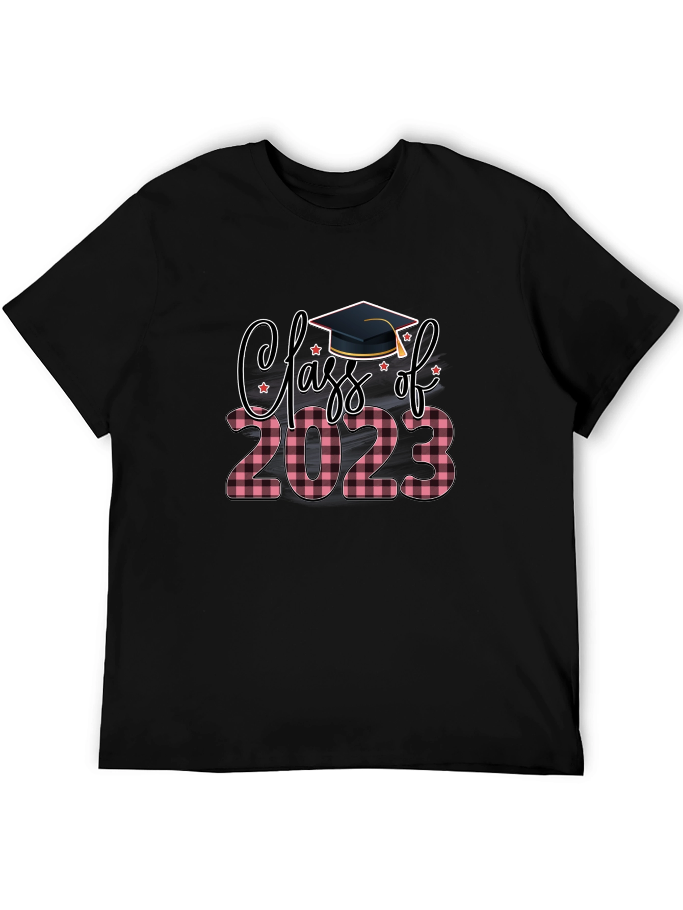 Black Class of 2023 Plaid Graduation T-Shirt view 5