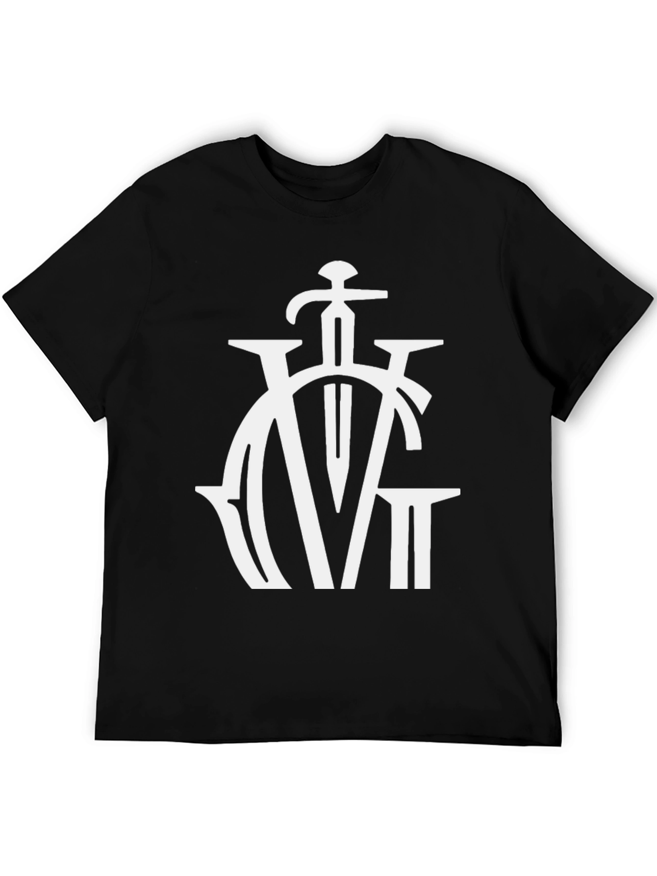 Black Embroidered Sword Logo Black T-Shirt view 5