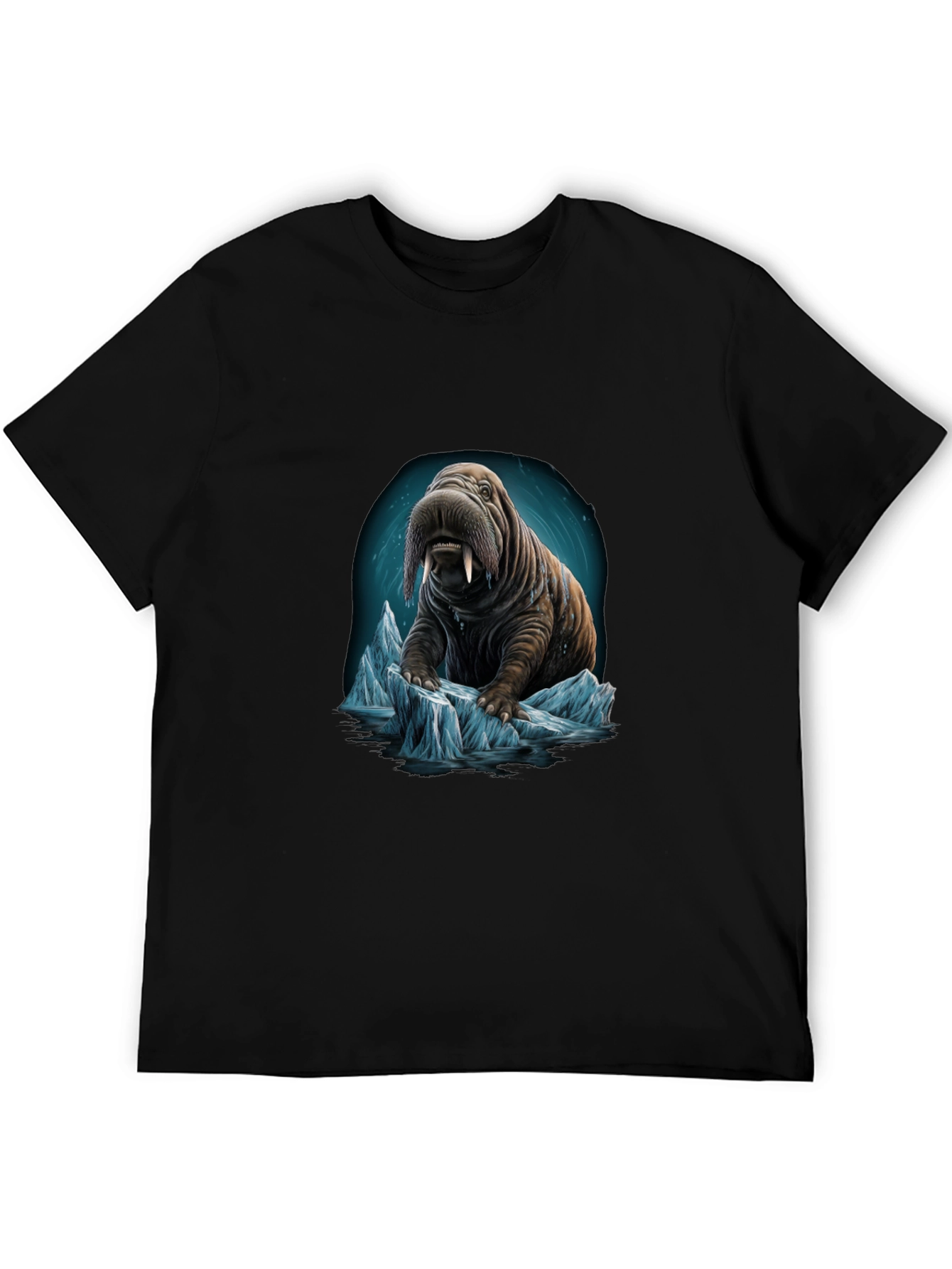 Black Walrus on Iceberg Graphic T-Shirt view 5