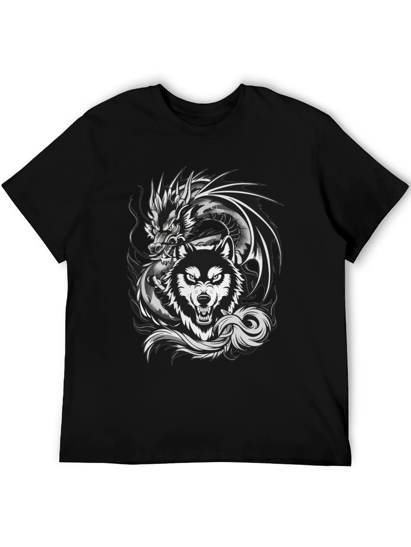 Black Dragon Wolf Graphic Tee - Fierce Design view 5