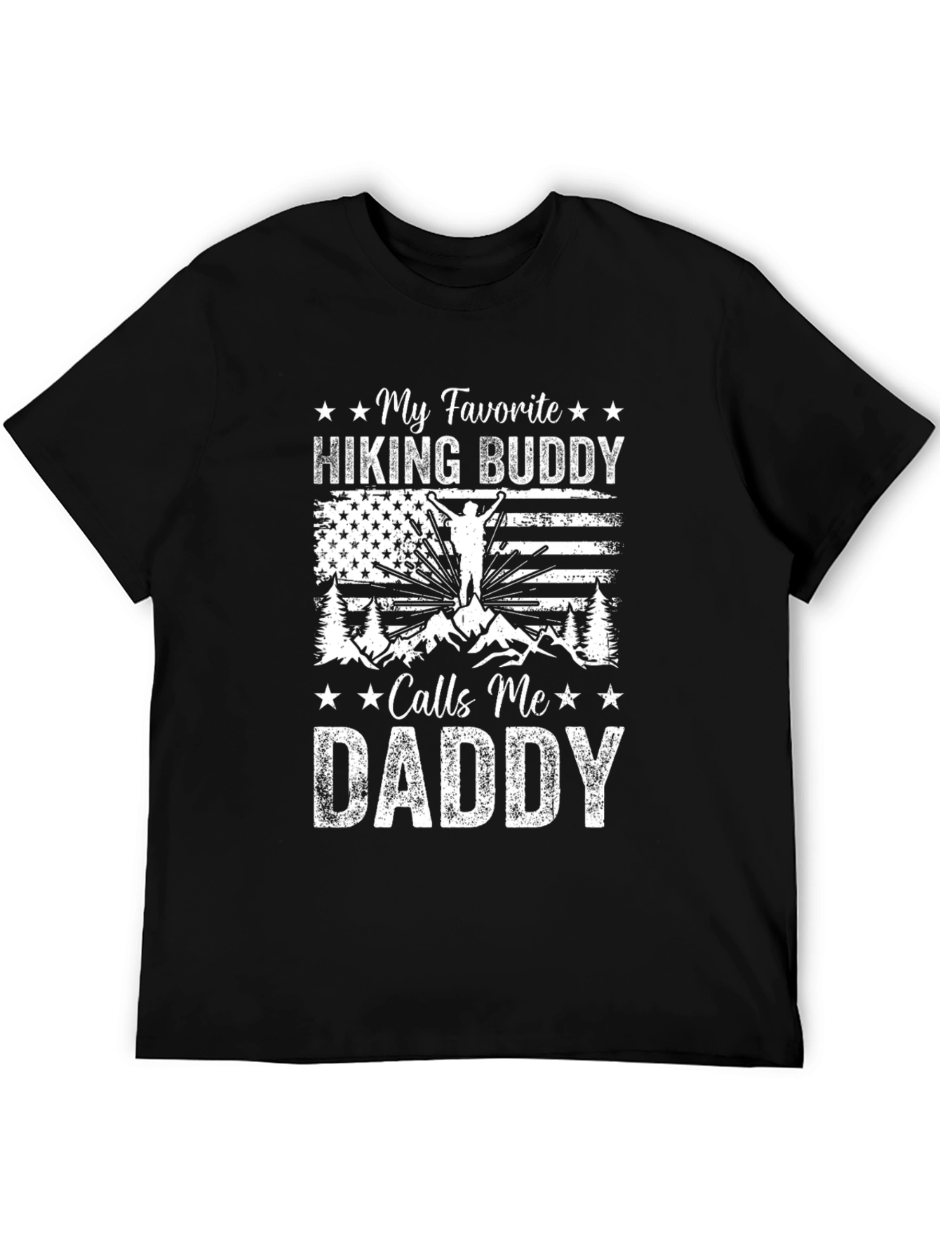 Black My Favorite Hiking Buddy Calls Me Daddy T-Shirt view 5