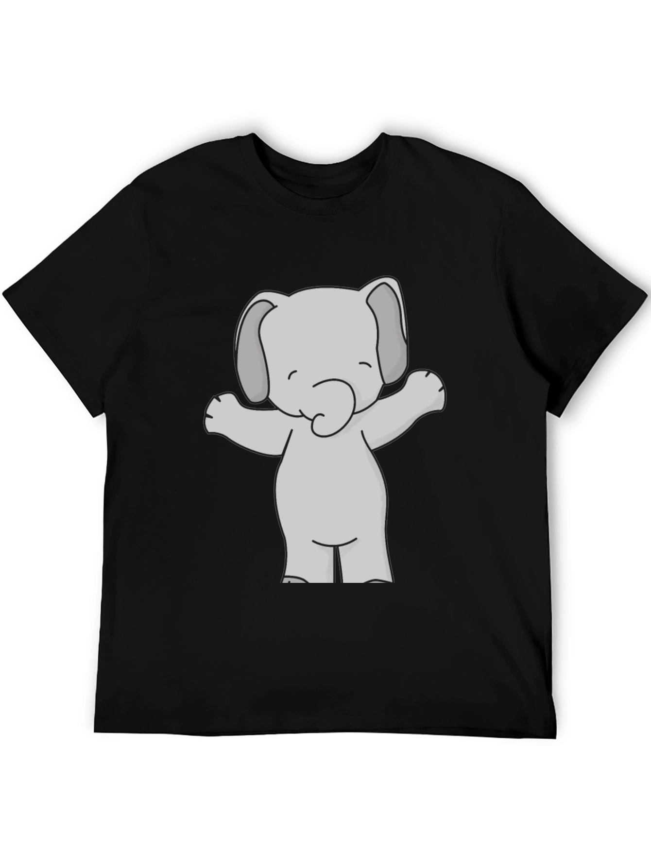 Black Cute Elephant Graphic Tee - Black Unisex T-Shirt view 5