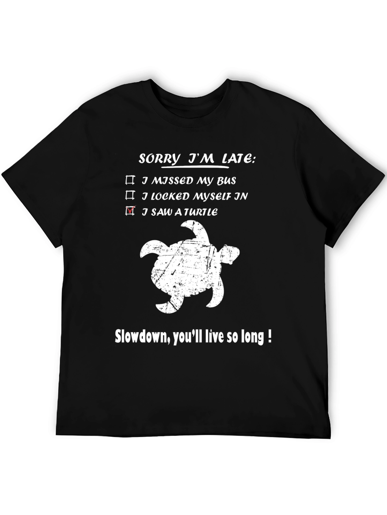 Black Sorry I'm Late Turtle Graphic Tee view 5