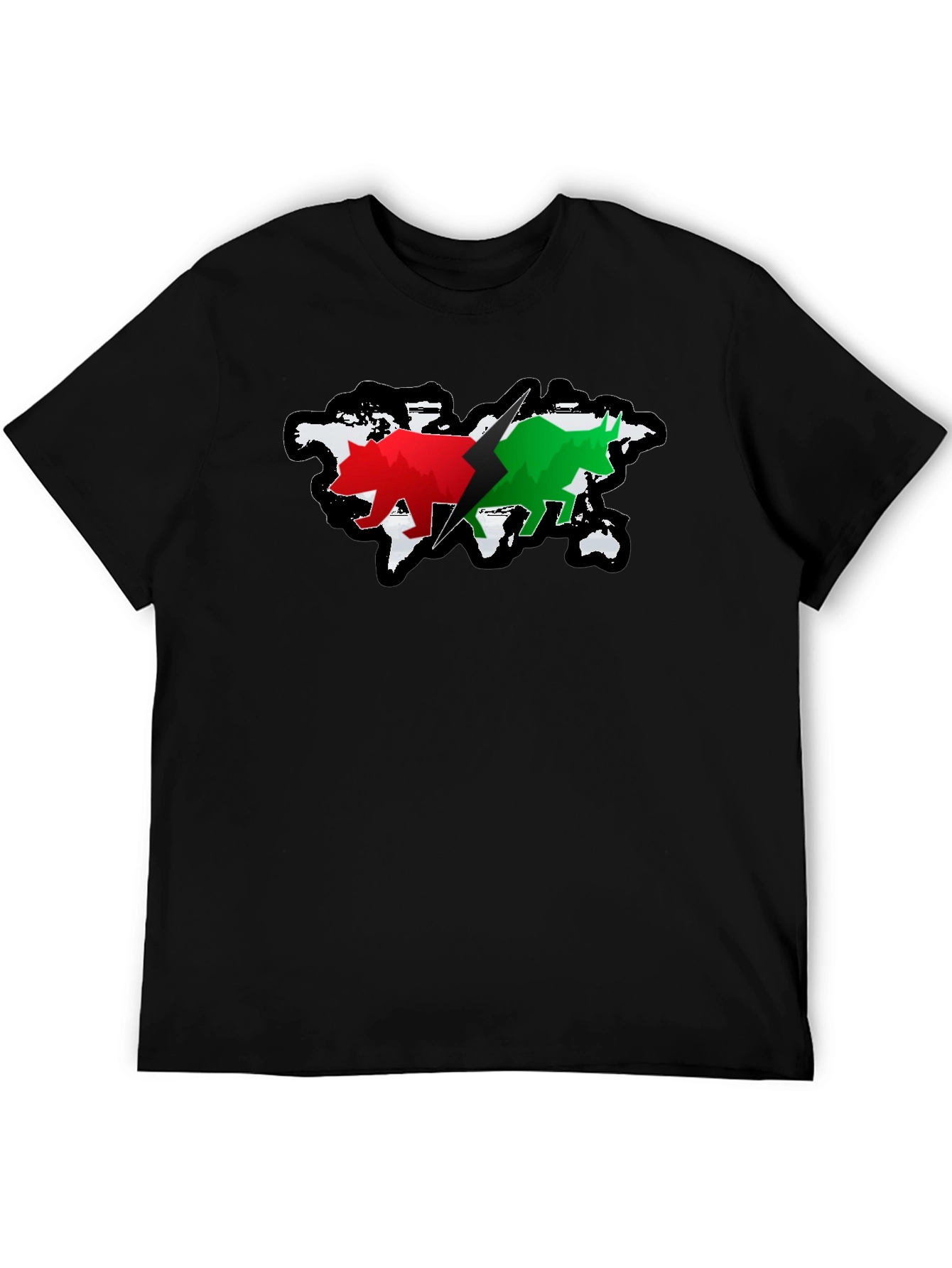Black Bulls & Bears T-Shirt - Global Market Design view 5
