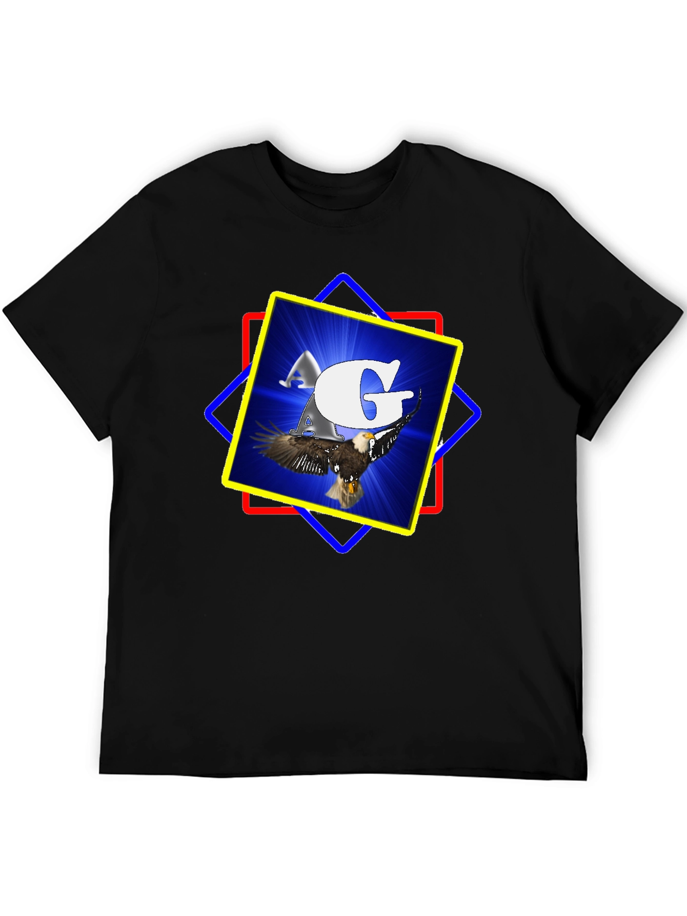 Black Eagle & Letter Graphic Tee - Cool Design view 5