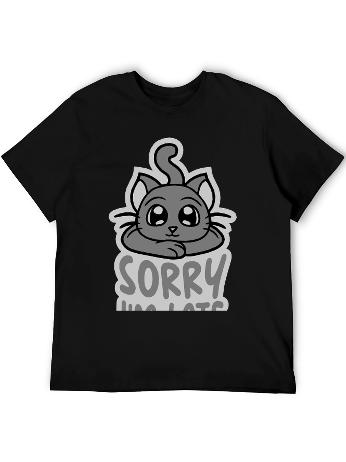 Black Sorry I'm Late Cat T-Shirt view 5
