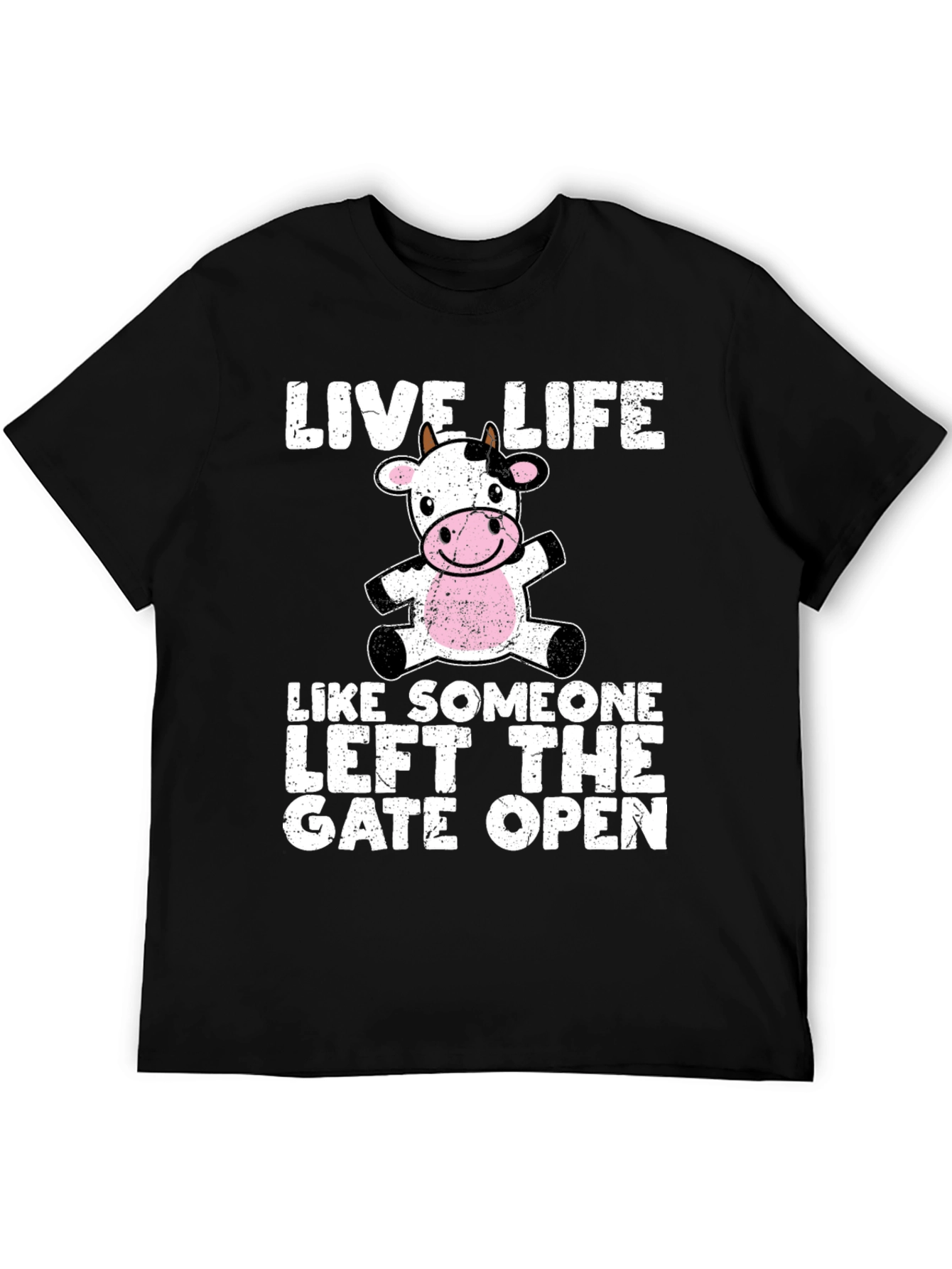 Black Live Life Cow Graphic T-Shirt view 5