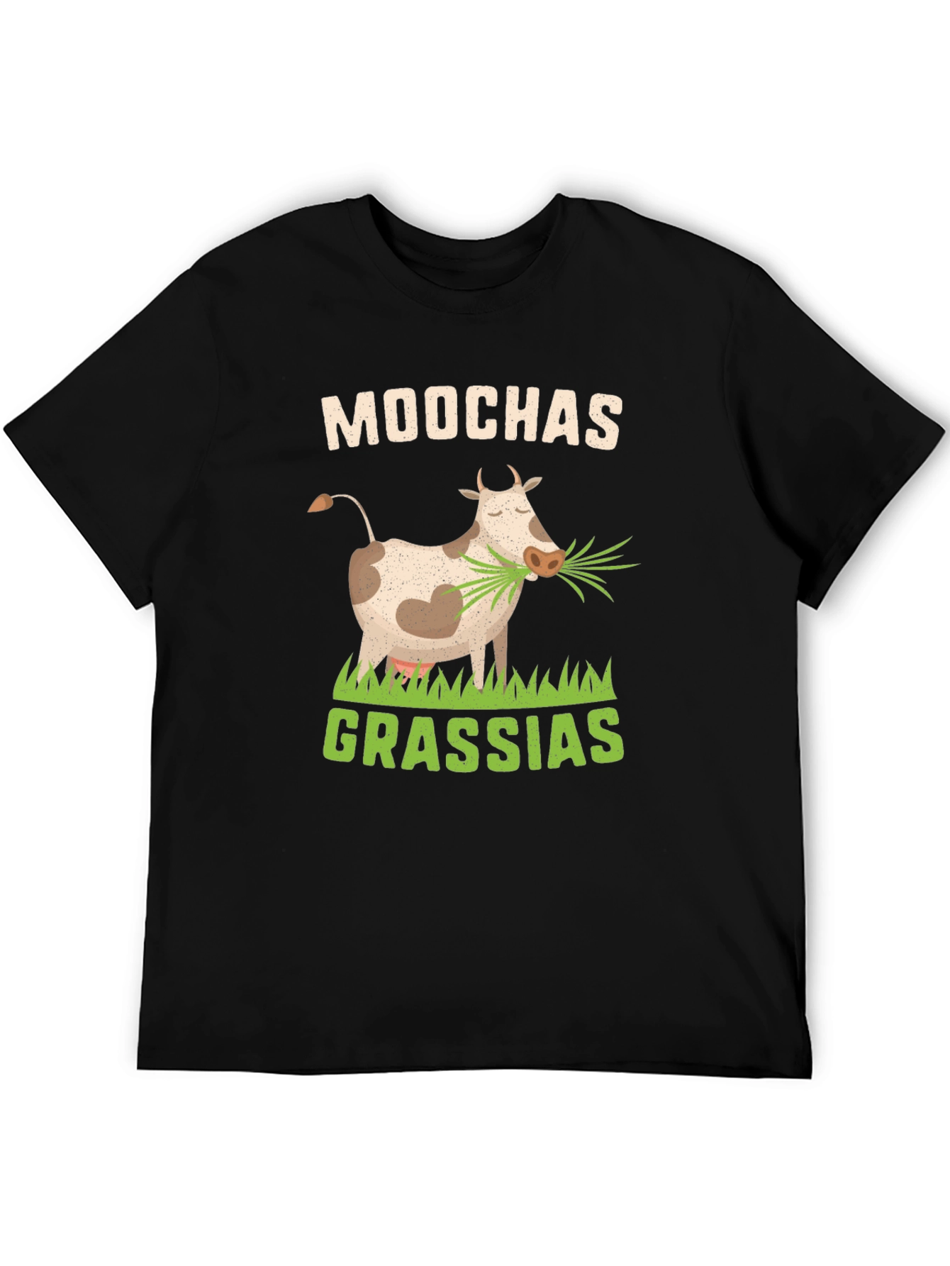 Black Moochas Grassias Cow Graphic T-Shirt view 5