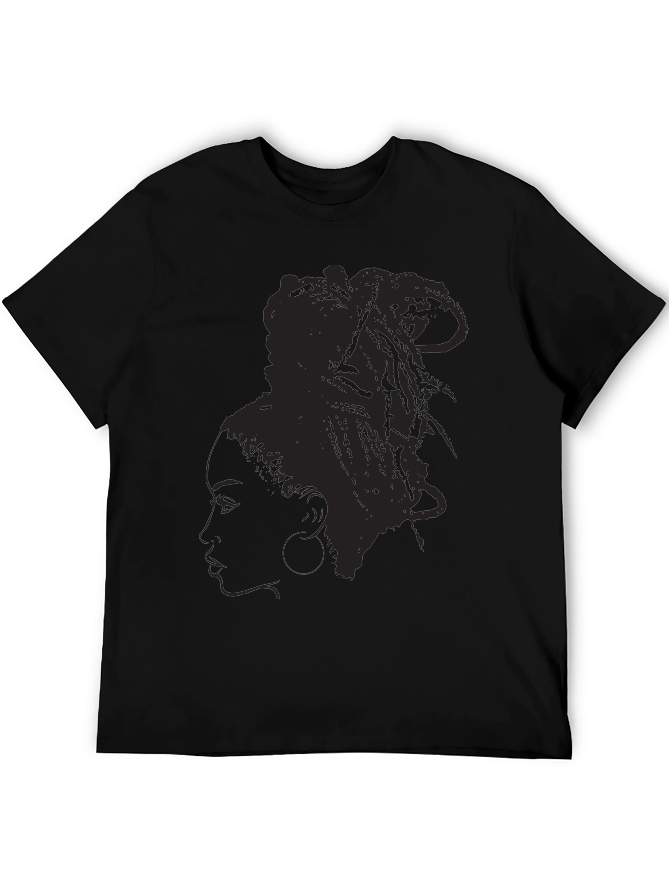 Black Silhouette Dreadlocks T-Shirt - Stylish Black Tee view 5
