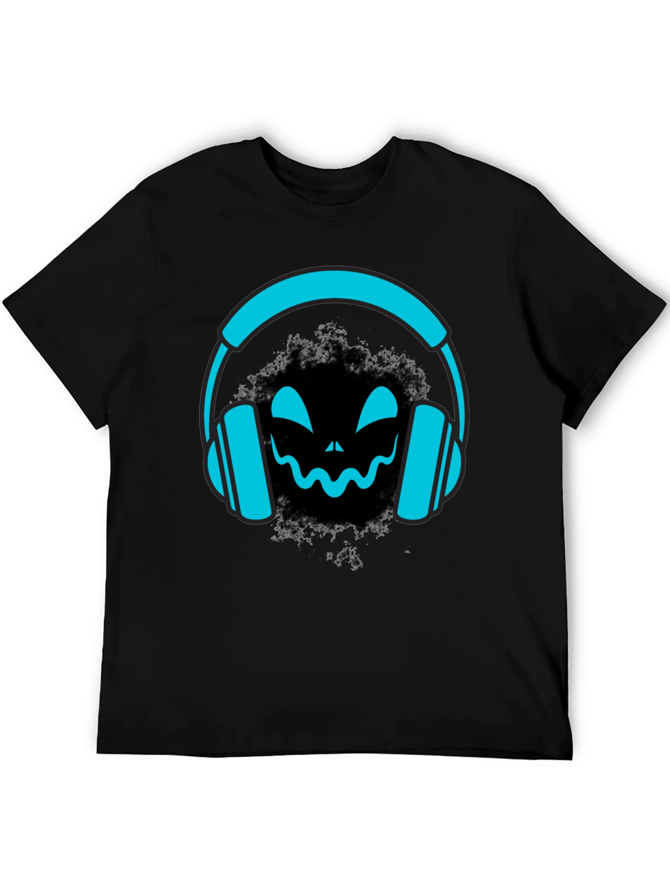 Black DJ Headphone Halloween Black T-Shirt view 5