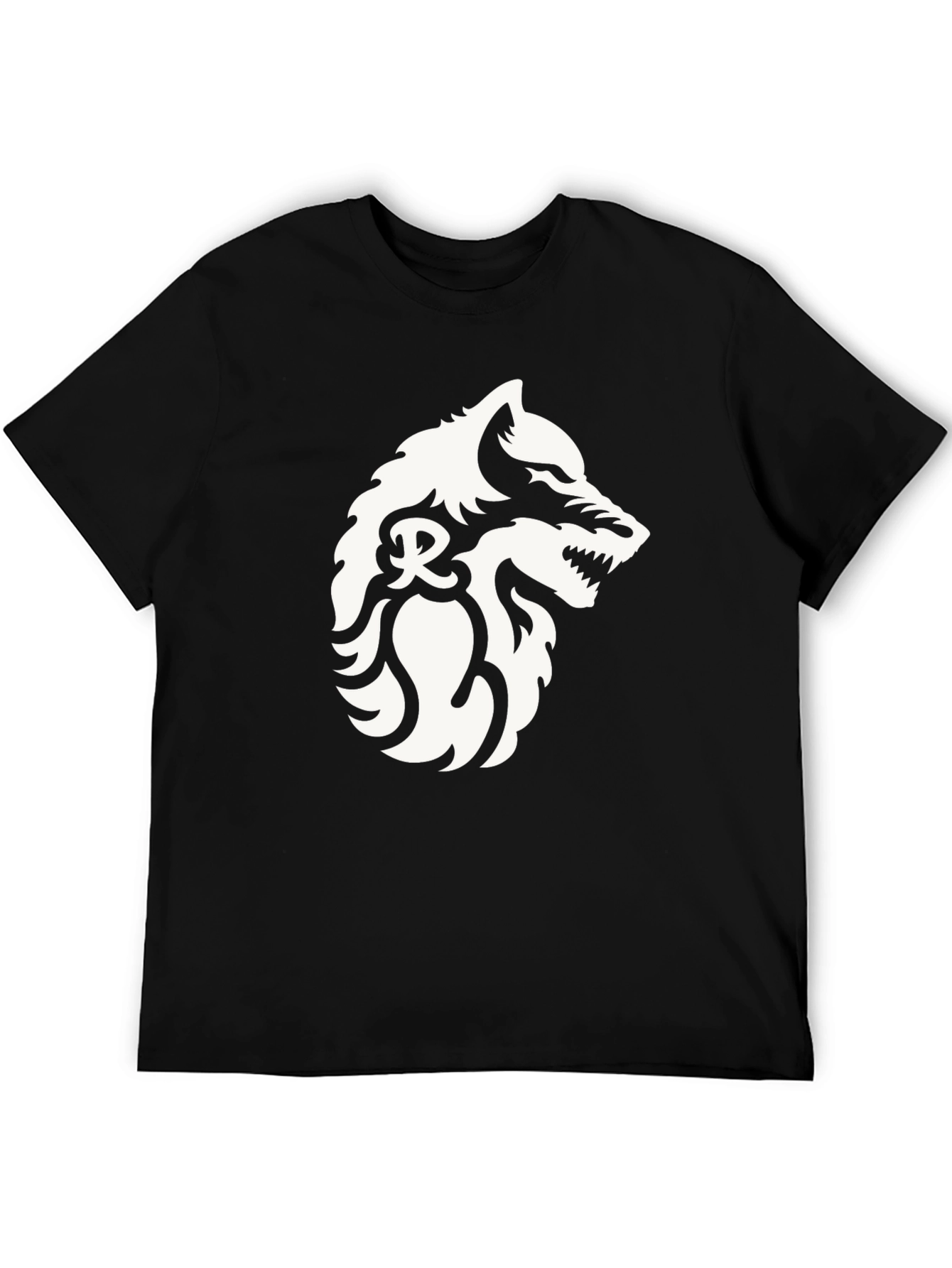 Black Black T-Shirt with Wolf Graphic view 5