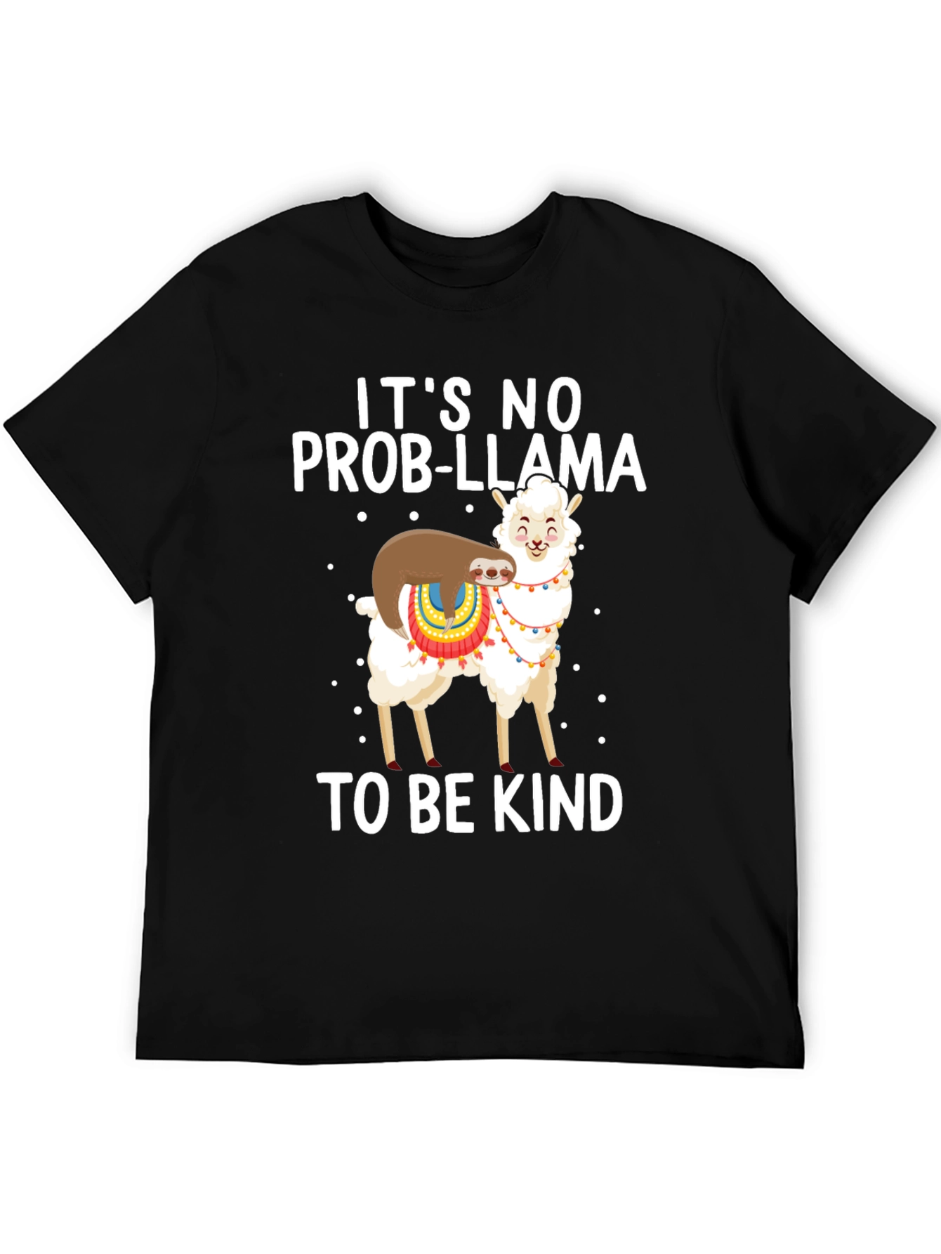 Black It's No Prob-Llama Kindness T-Shirt view 5