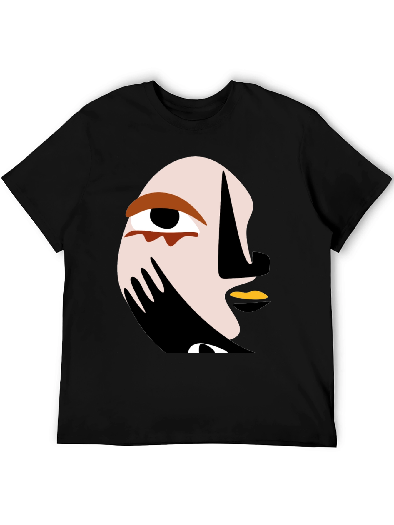 Black Abstract Face Graphic Tee - Modern Art T-Shirt view 5