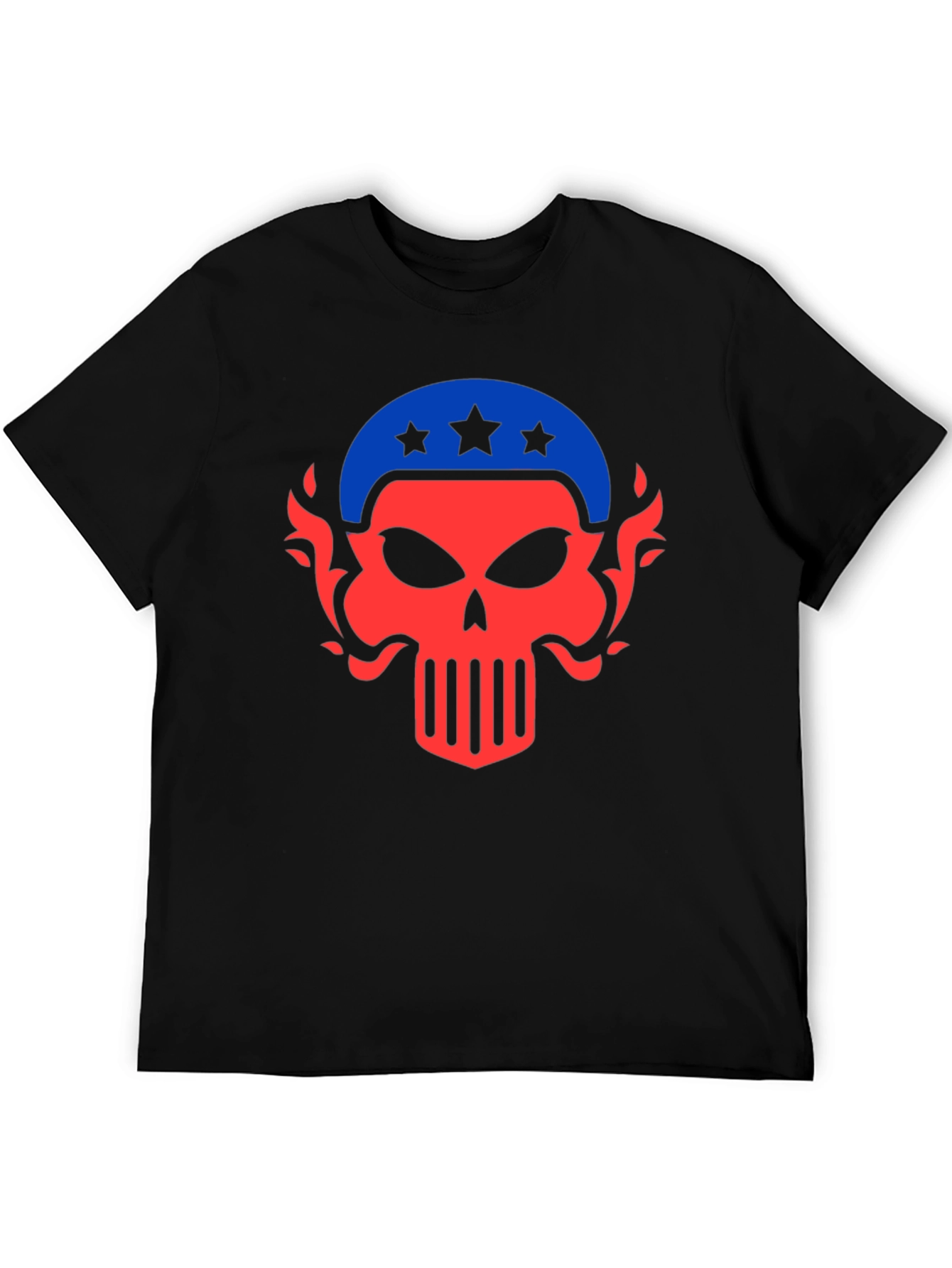 Black Patriotic Skull Graphic Tee - Men's Black T-Shirt view 5