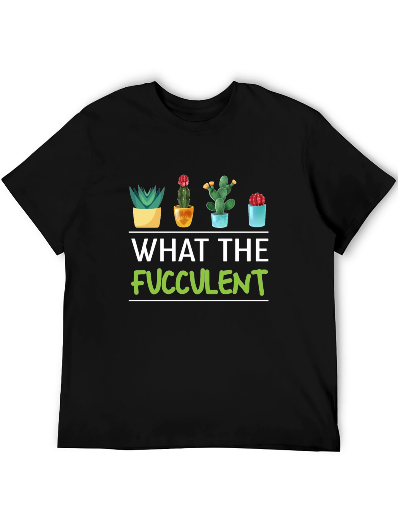 Black What the Fucculent T-Shirt - Funny Plant Lover Tee view 5