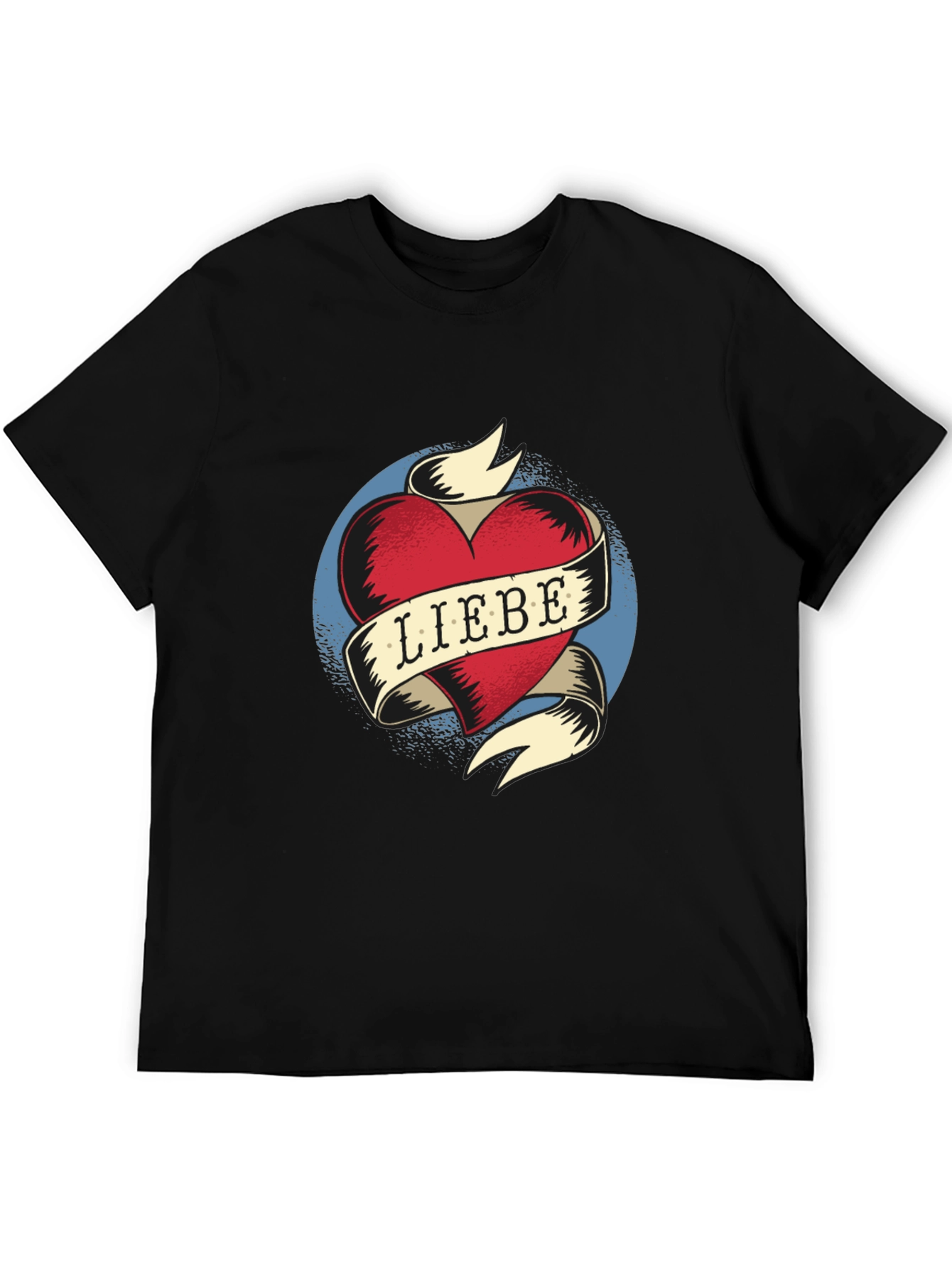 Black Liebe Heart Tattoo Graphic T-Shirt view 5
