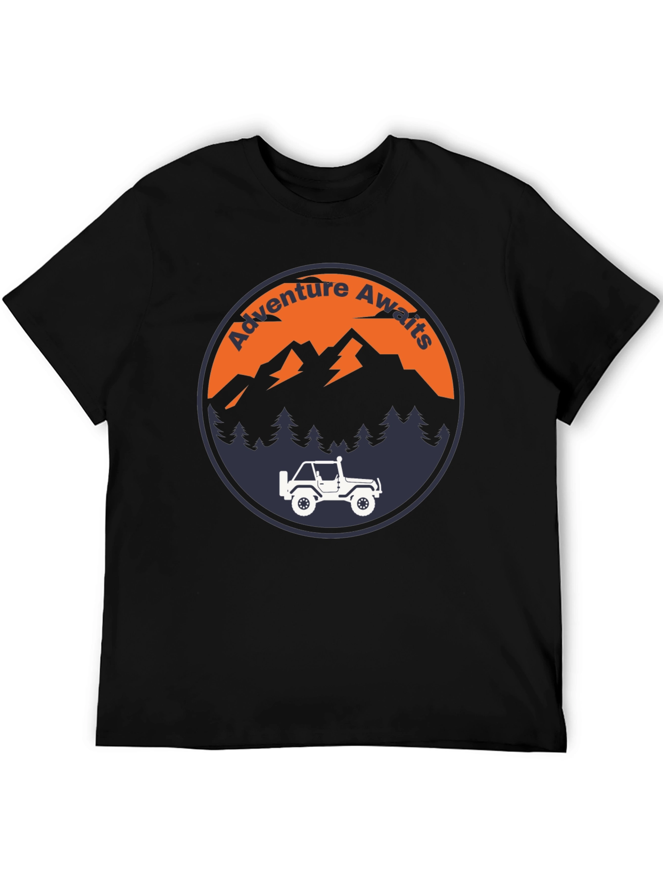 Black Adventure Awaits Graphic Tee - Men's Black T-Shirt view 5