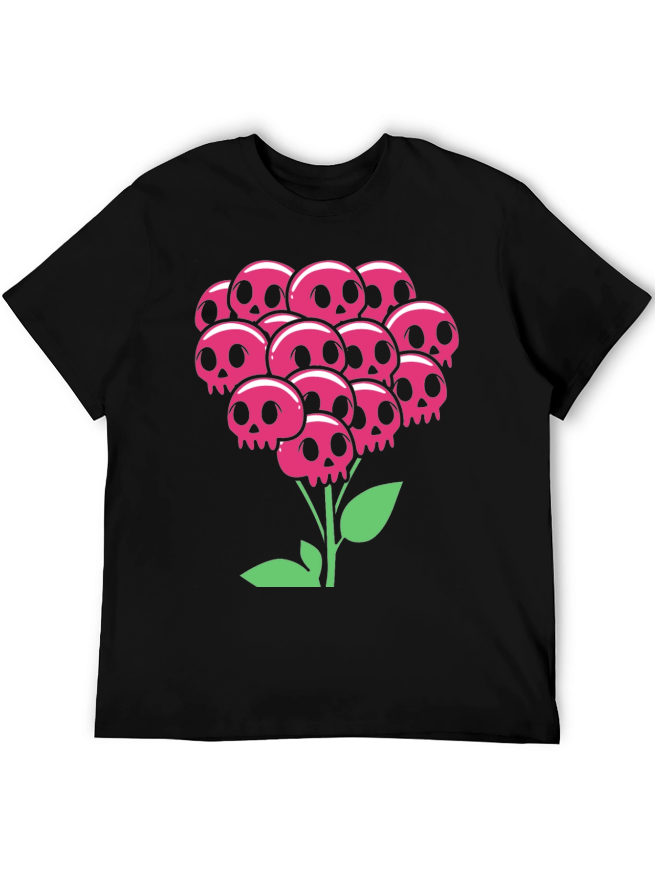 Black Skull Bouquet T-Shirt - Floral Goth Style view 5