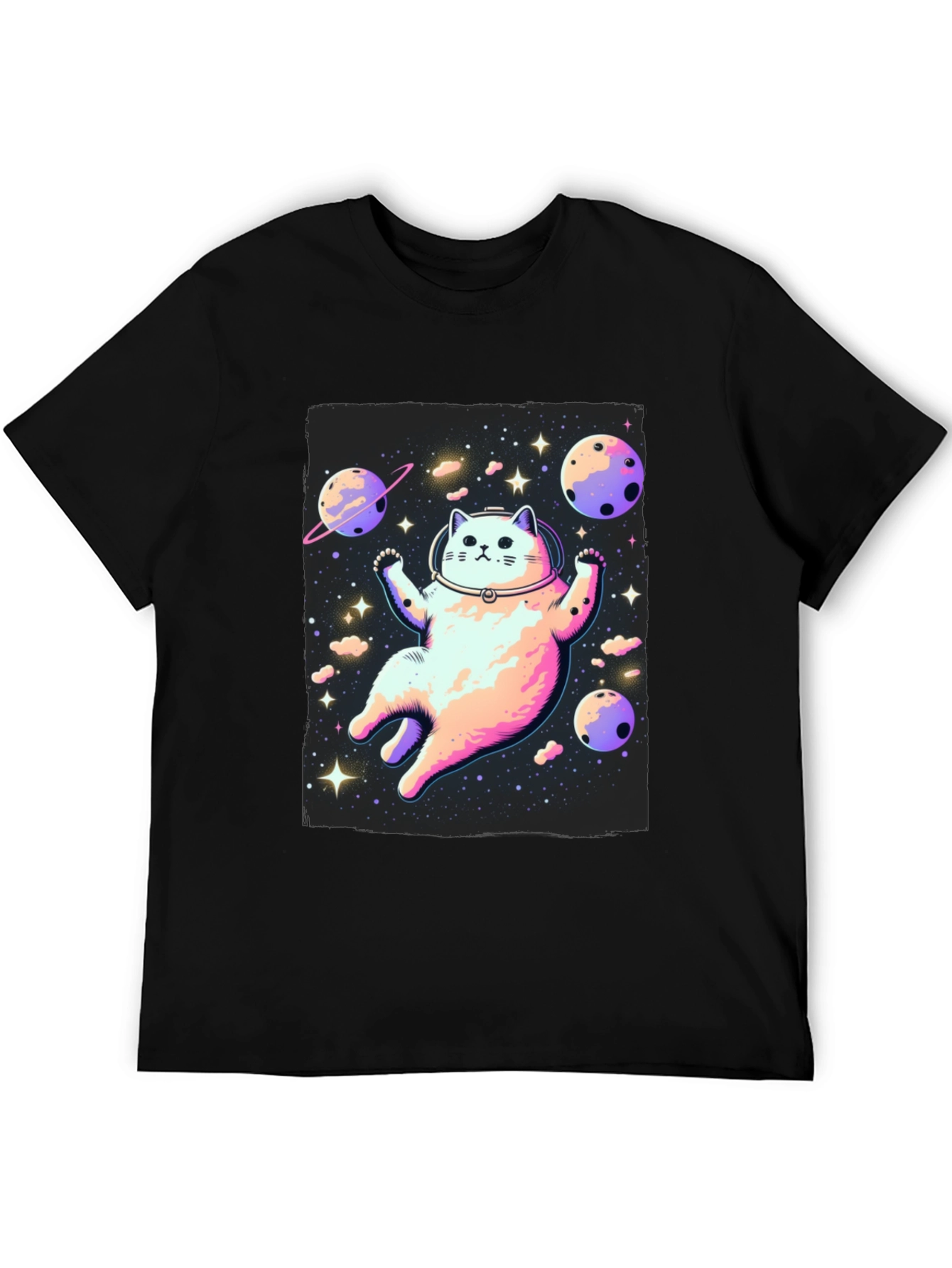 Black Astronaut Cat T-Shirt - Space Adventure Tee view 5