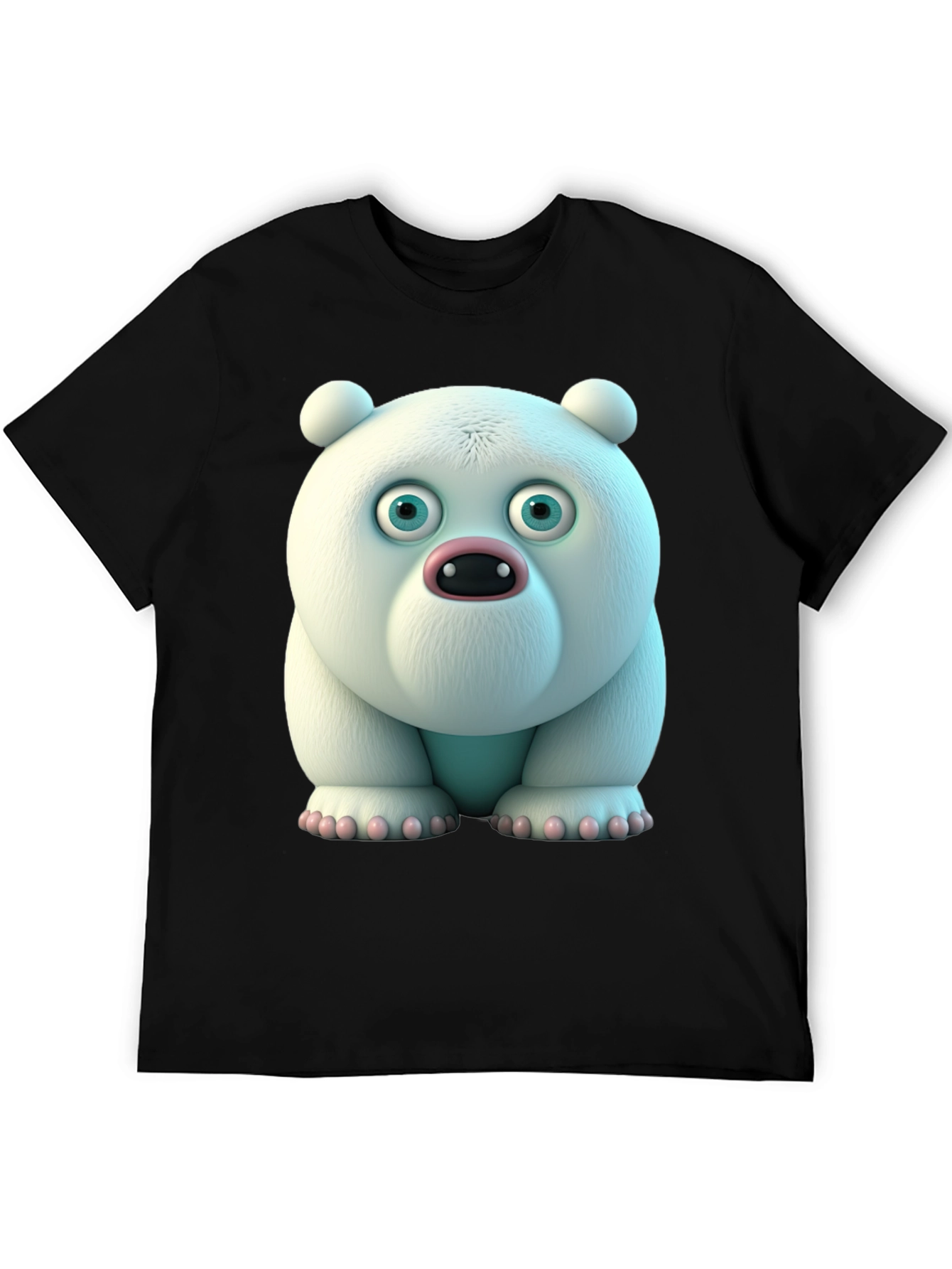 Black Cartoon Polar Bear Graphic Tee - Unique Animal Design view 5