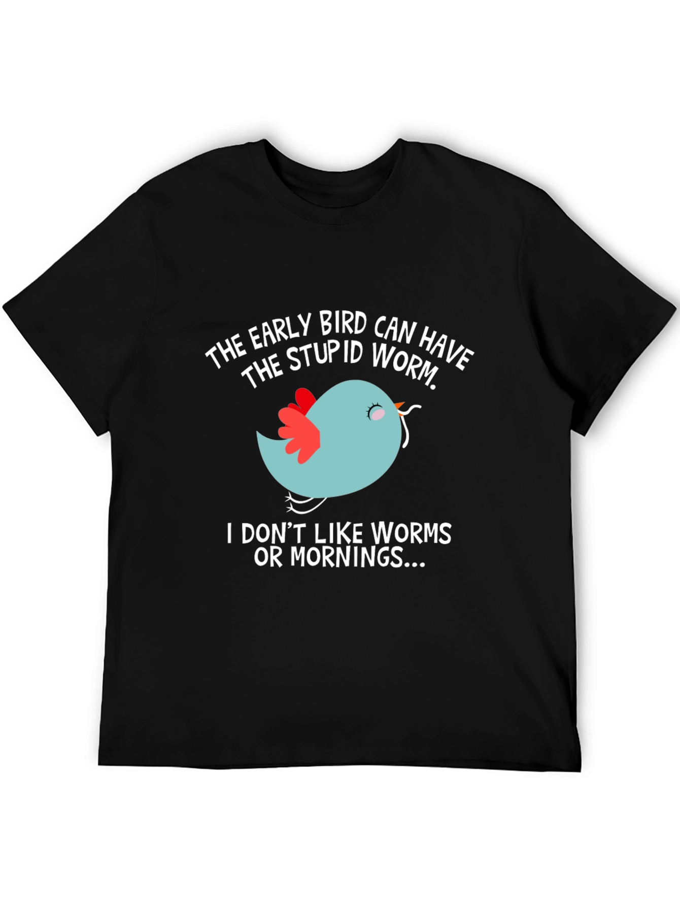 Black Early Bird T-Shirt - Funny Slogan Tee view 5