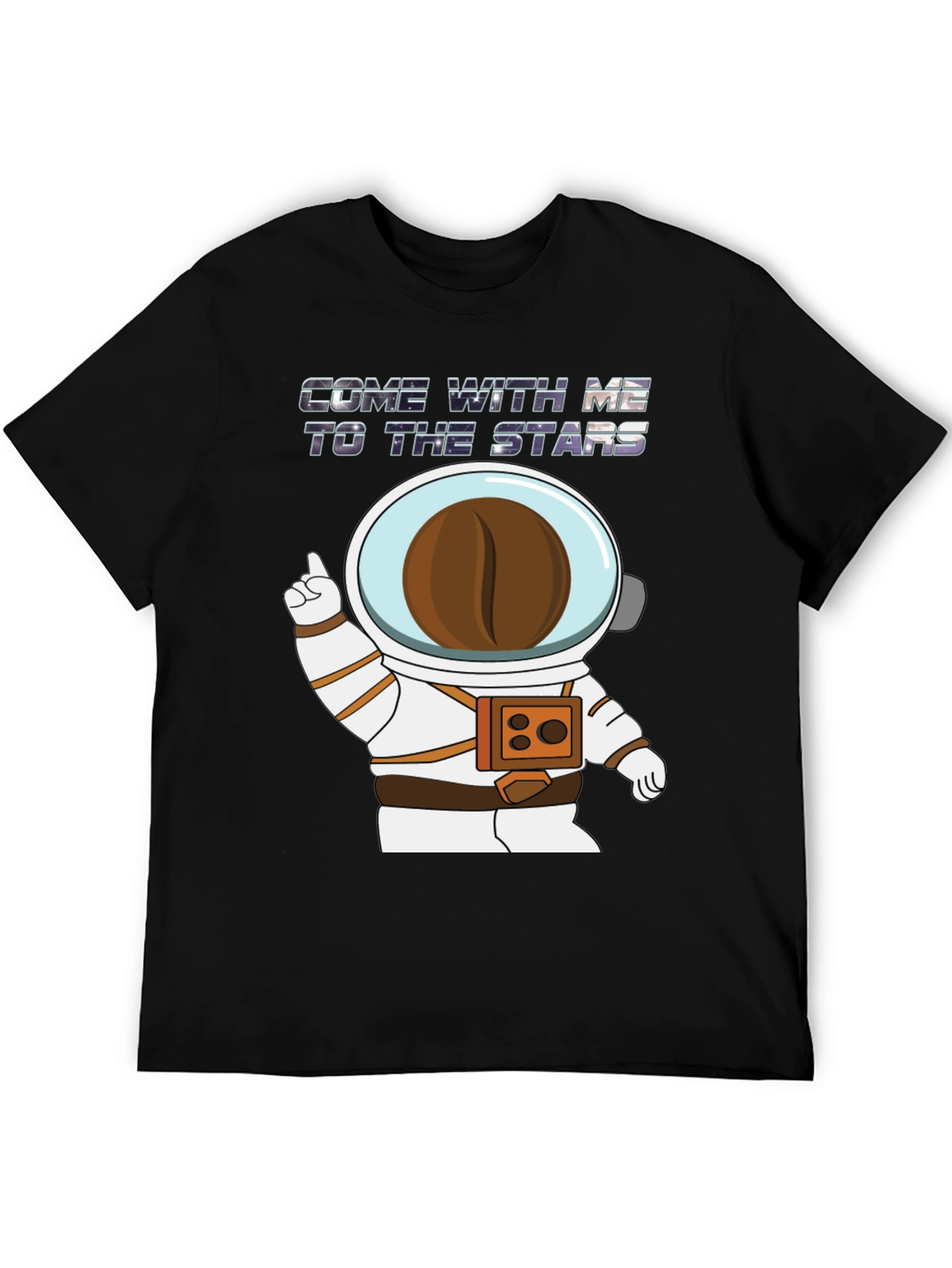 Black Astronaut Coffee Bean Black T-Shirt view 5