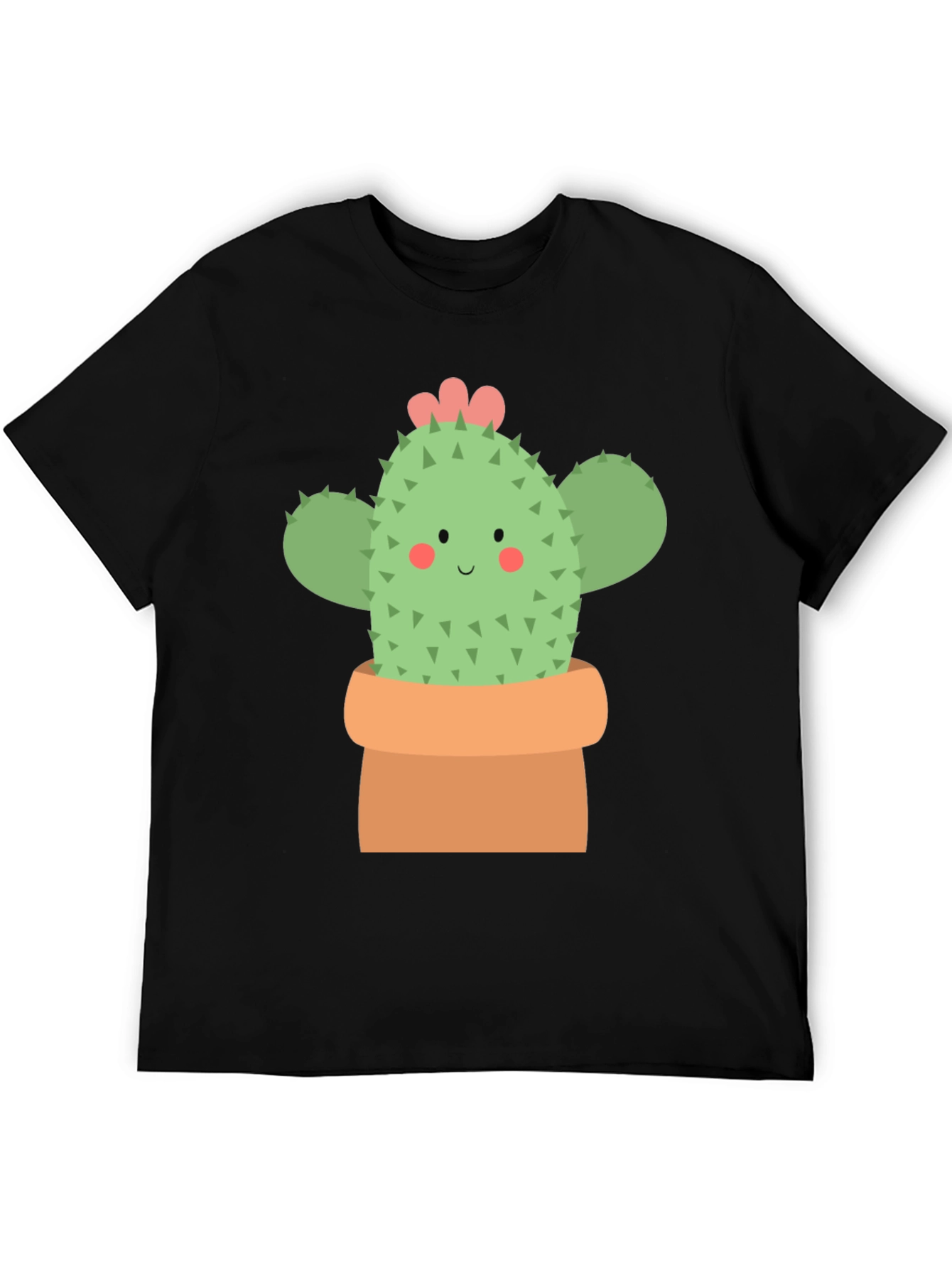 Black Cute Cactus Graphic Tee - Black Unisex T-Shirt view 5