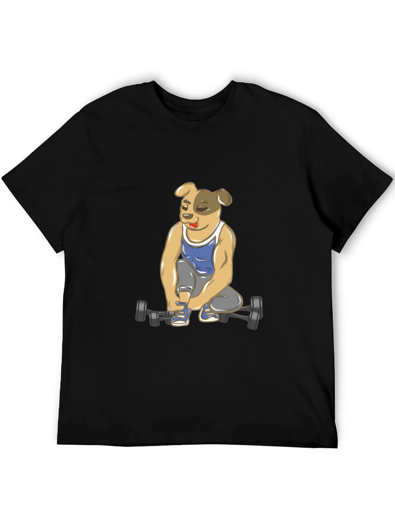 Black Dog Lifting Weights T-Shirt view 5