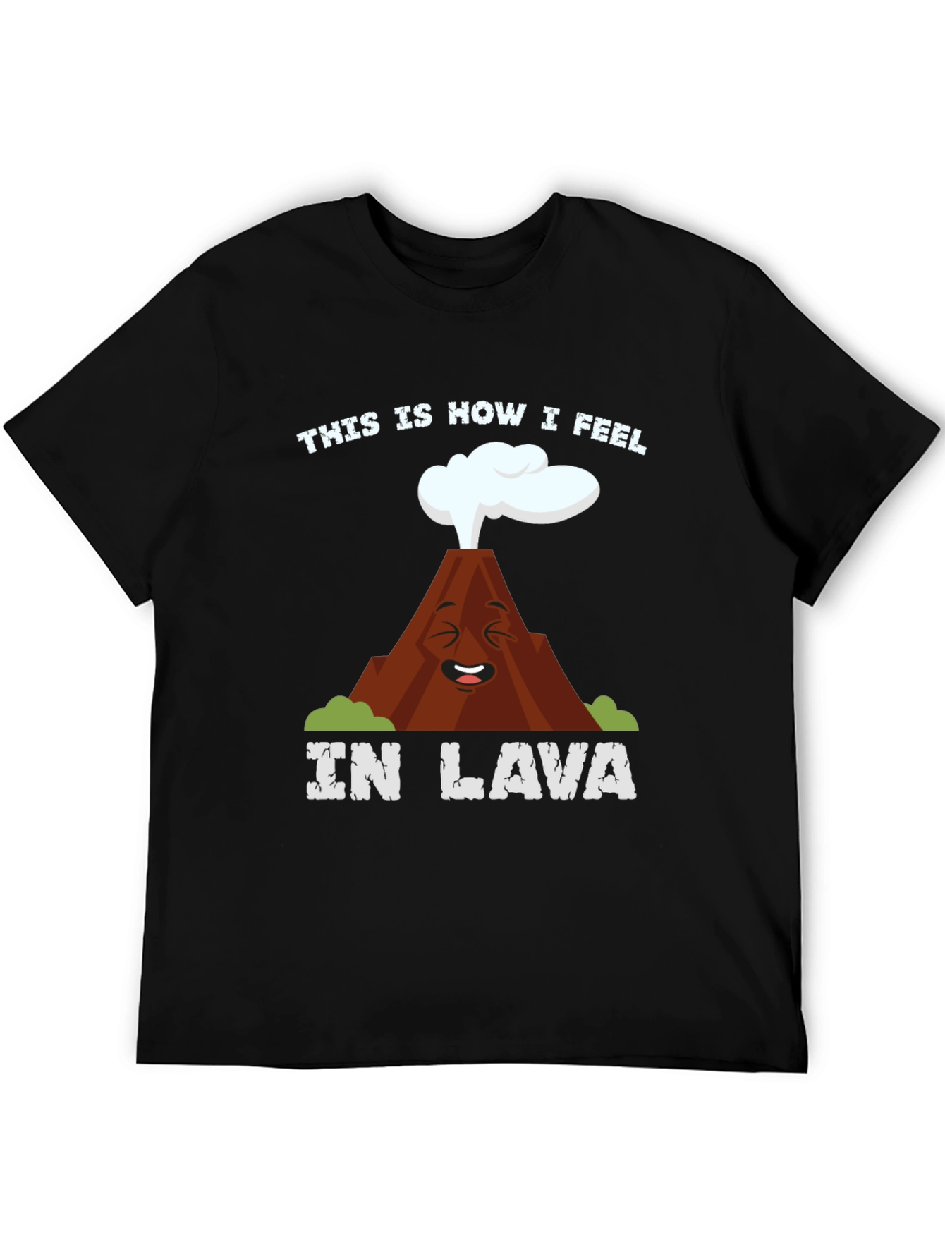 Black Funny Volcano "In Lava" Graphic T-Shirt view 5