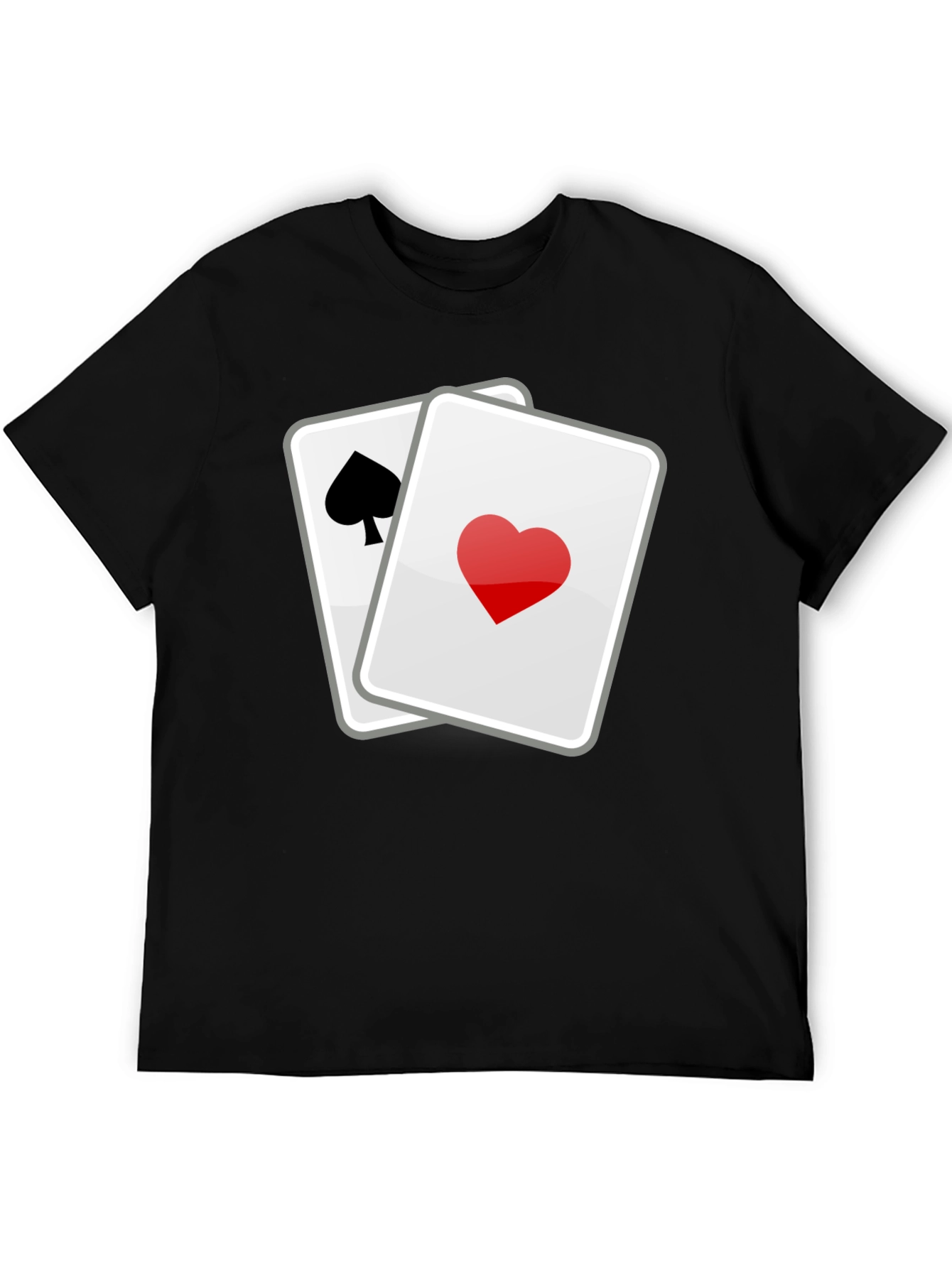 Black Lucky Hand T-Shirt - Spade & Heart Cards Graphic Tee view 5