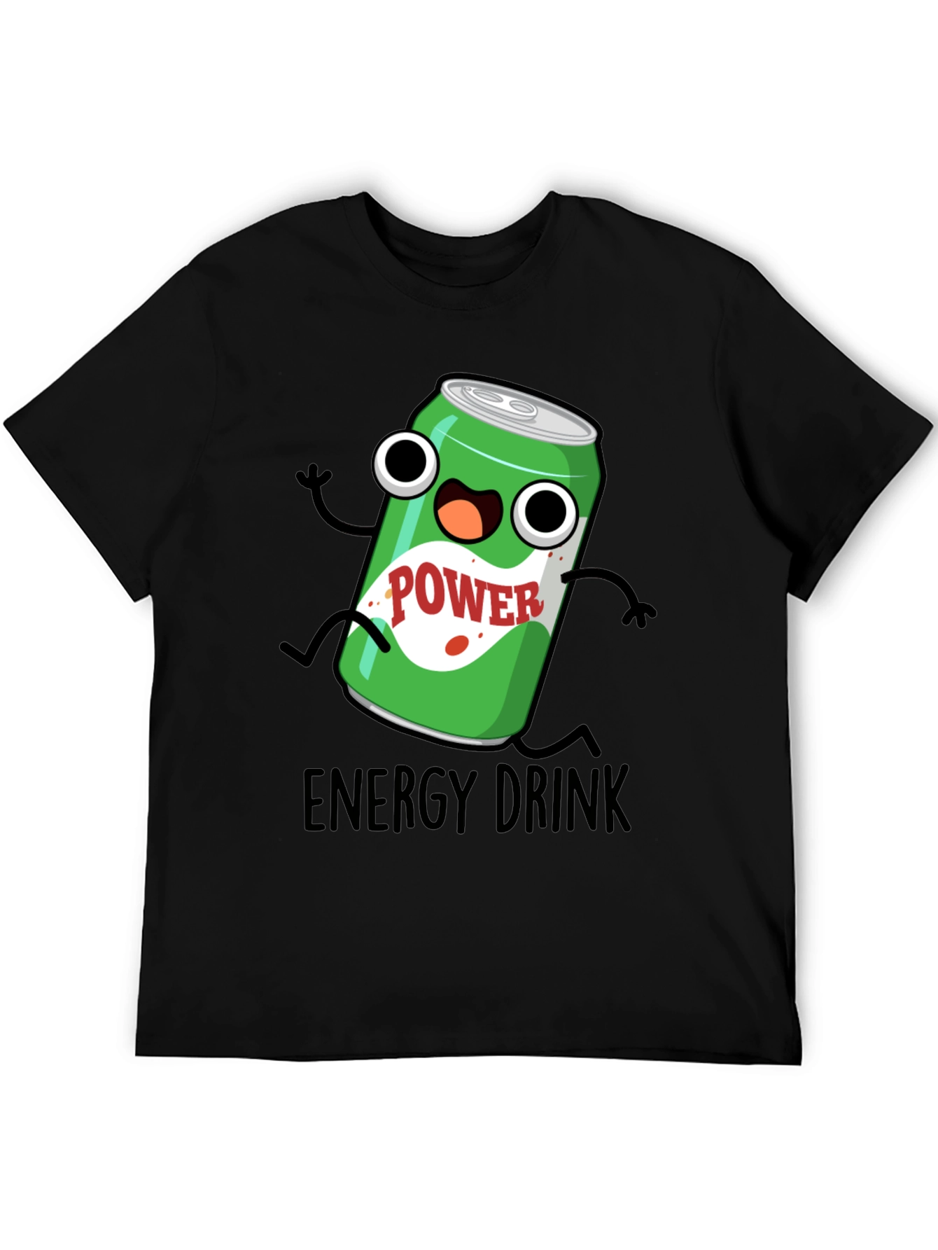 Black Cartoon Energy Drink T-Shirt - Black view 5